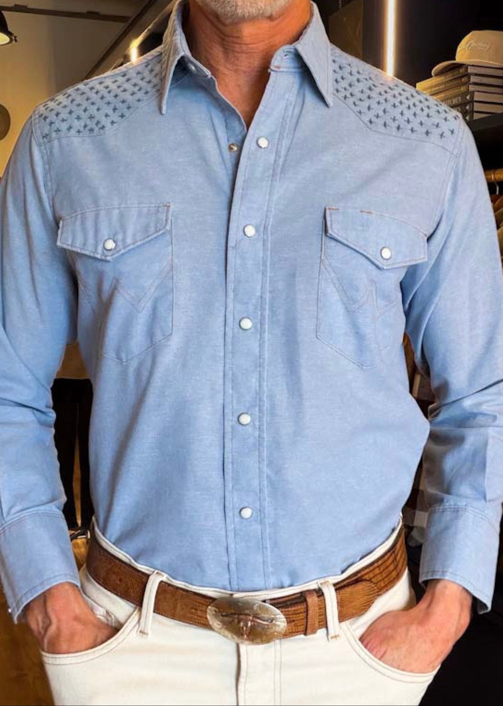 Wrangler Chambray Sashiko Detailed Shirt
