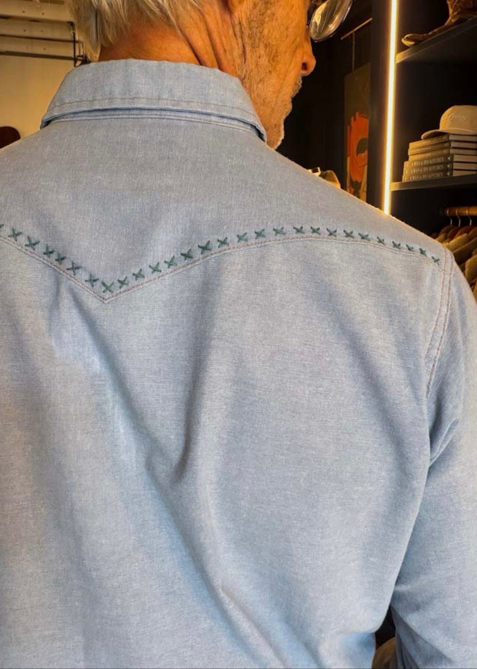 Wrangler Chambray Sashiko Detailed Shirt