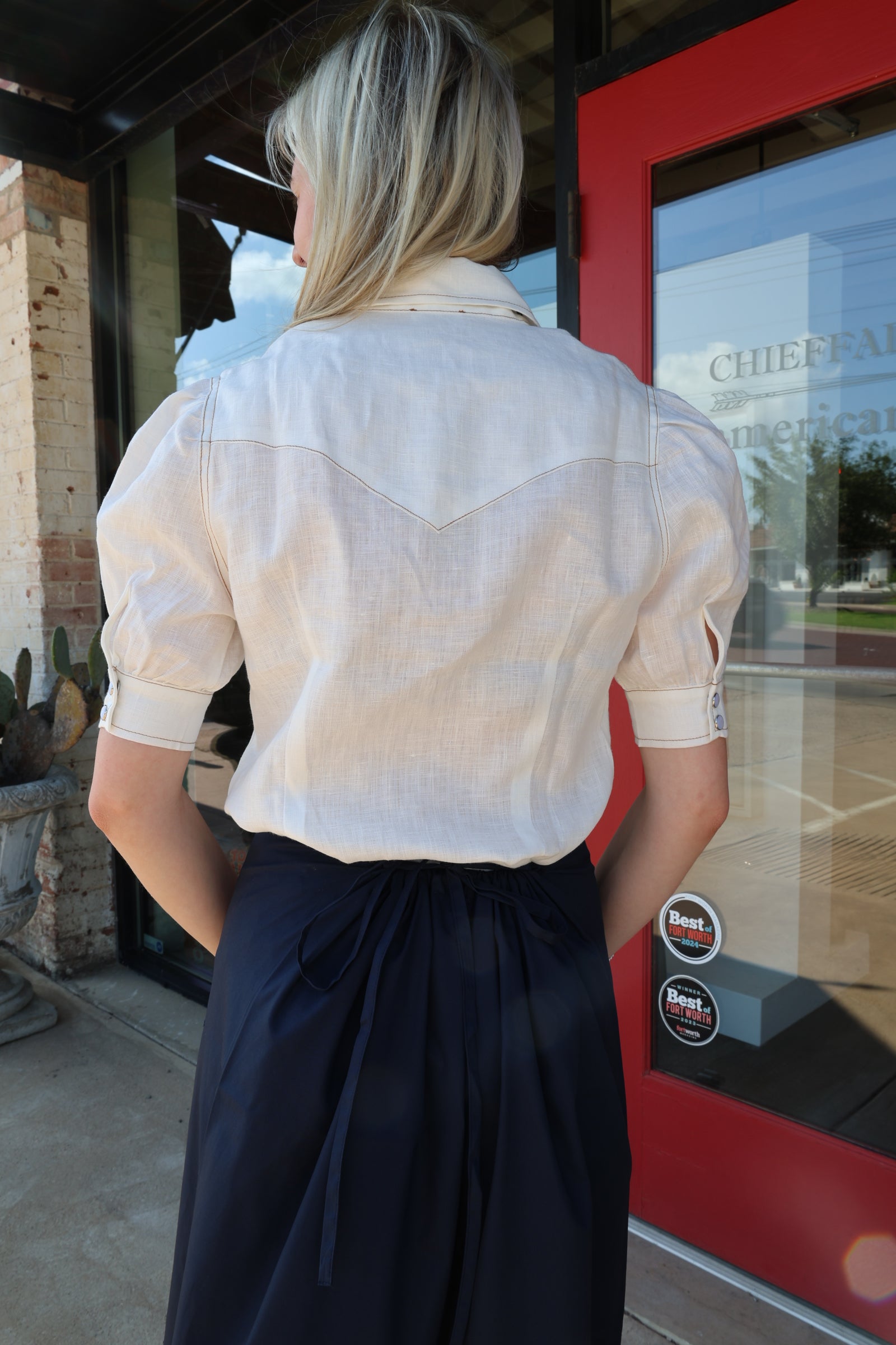 Linen Short Sleeve Western Shirt