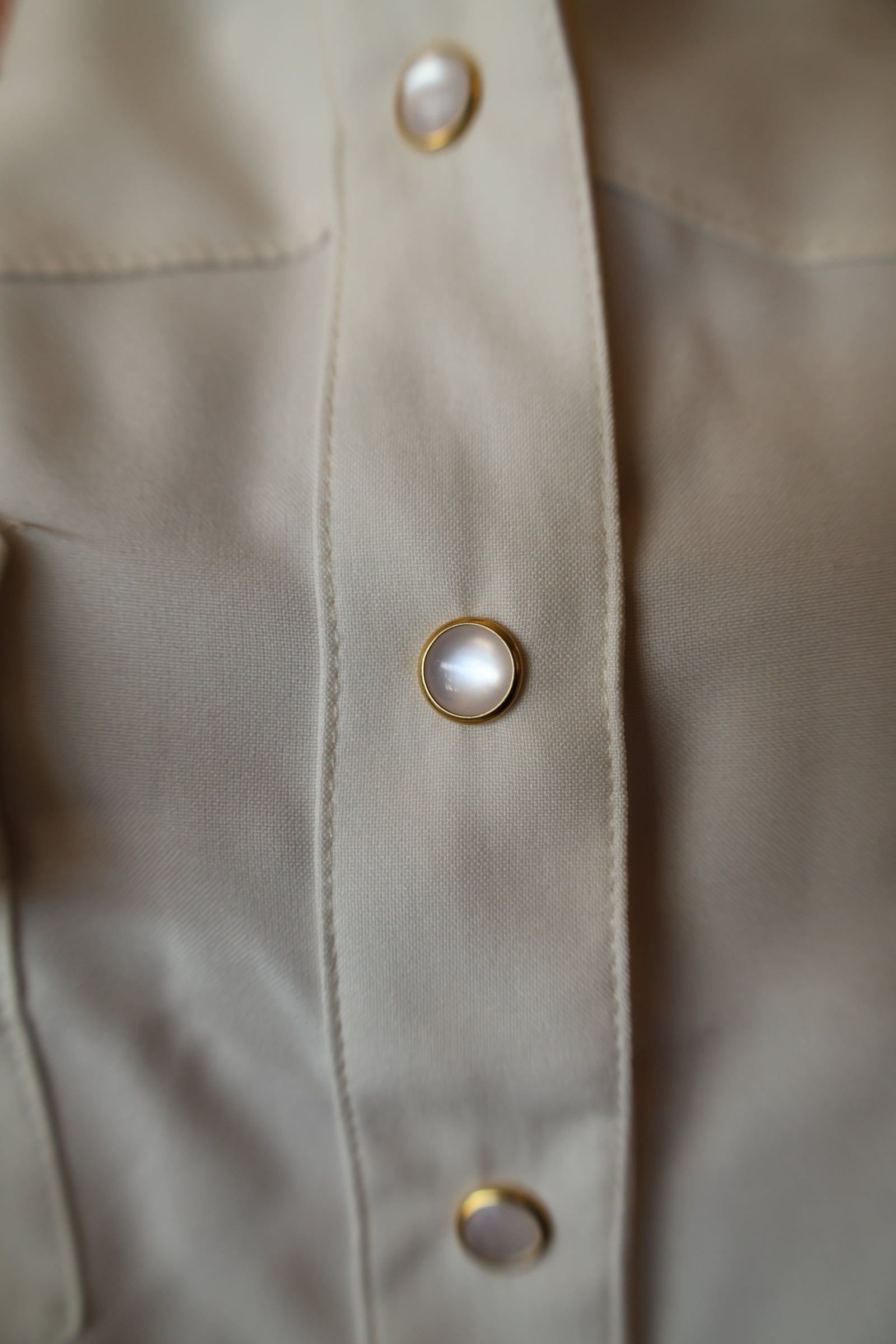 Cap Sleeve Pearl Snap with Embroidery