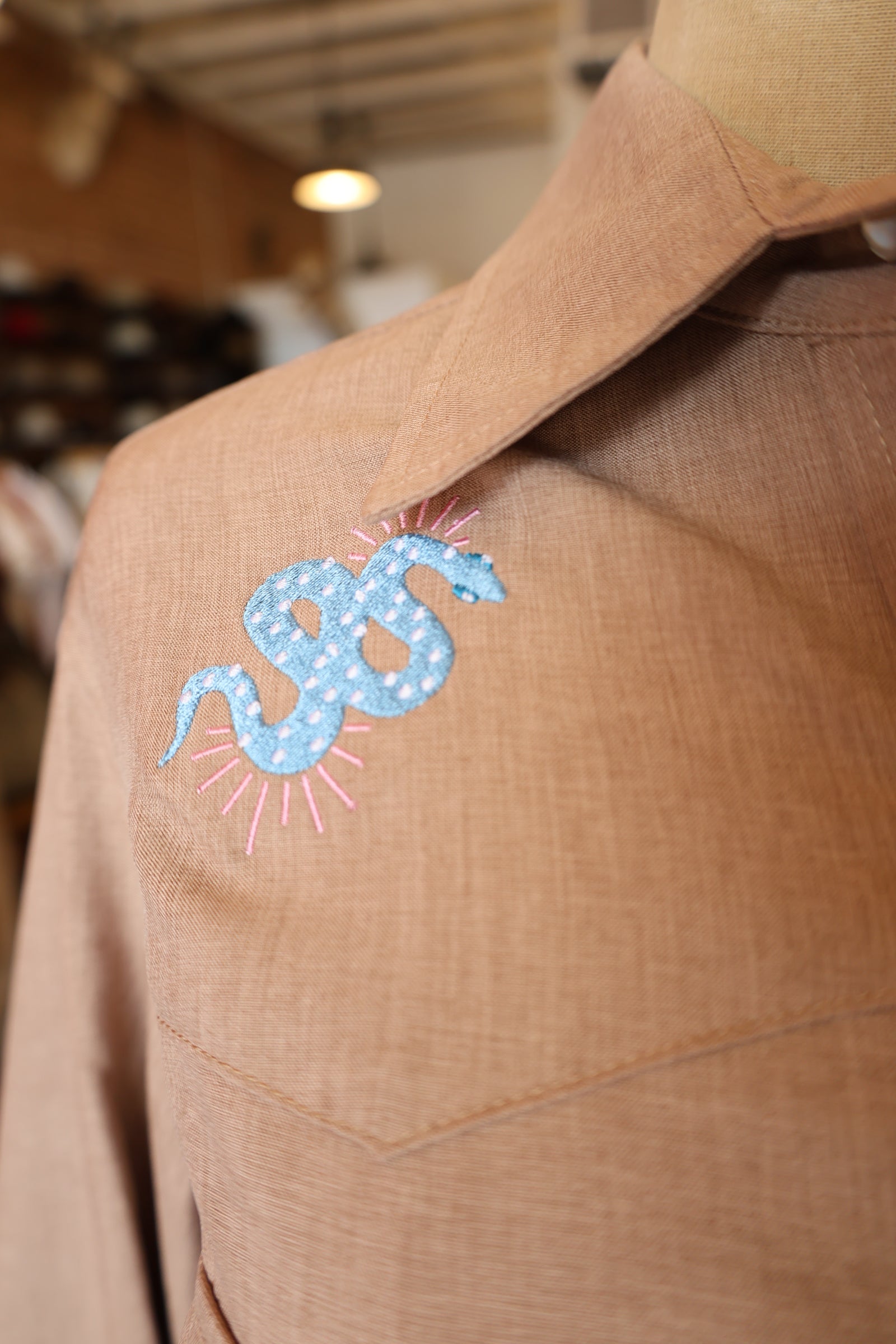 Long Sleeve Pearl Snap with Embroidery