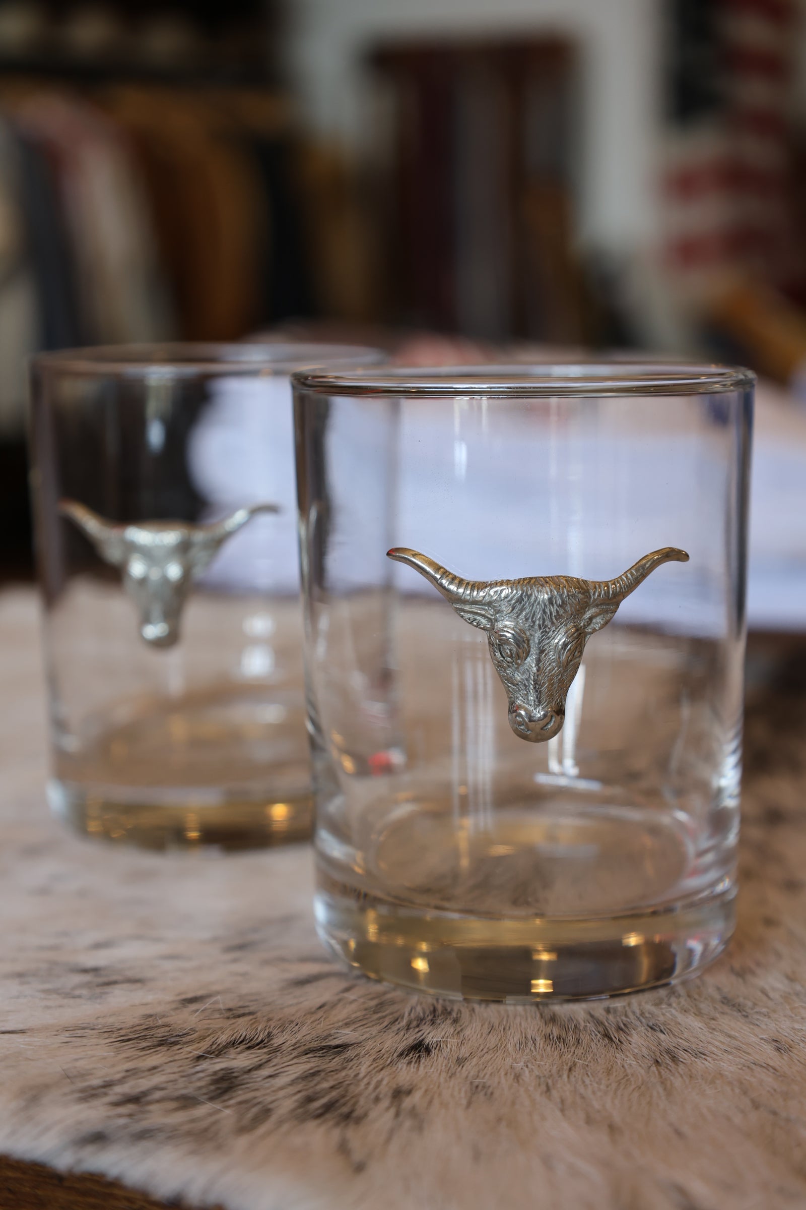 Long Horn Double Old Fashion Bar Glass Set of 2