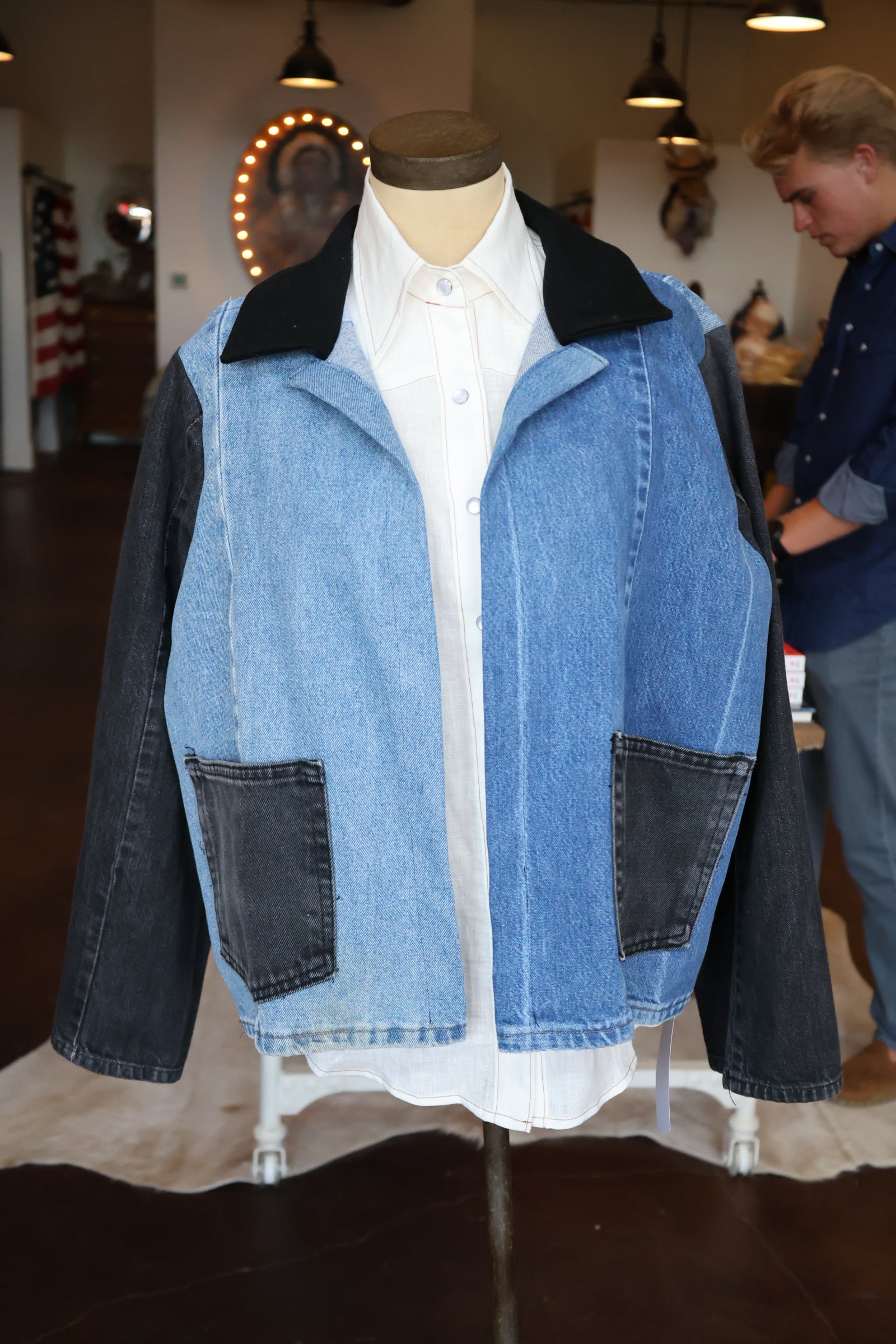 ReWorked Denim Patchwork Cropped Jacket