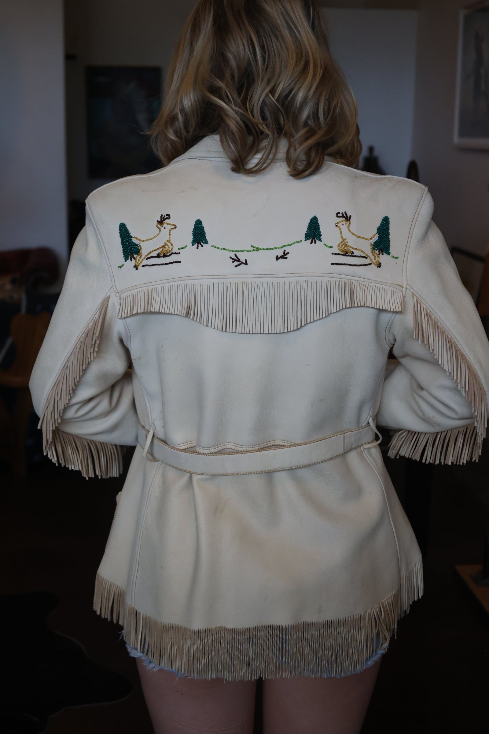 Beaded Cream Fringe Jacket