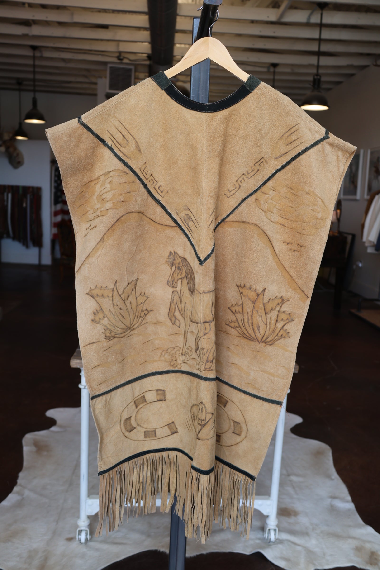 Cowboy Pyrography Poncho