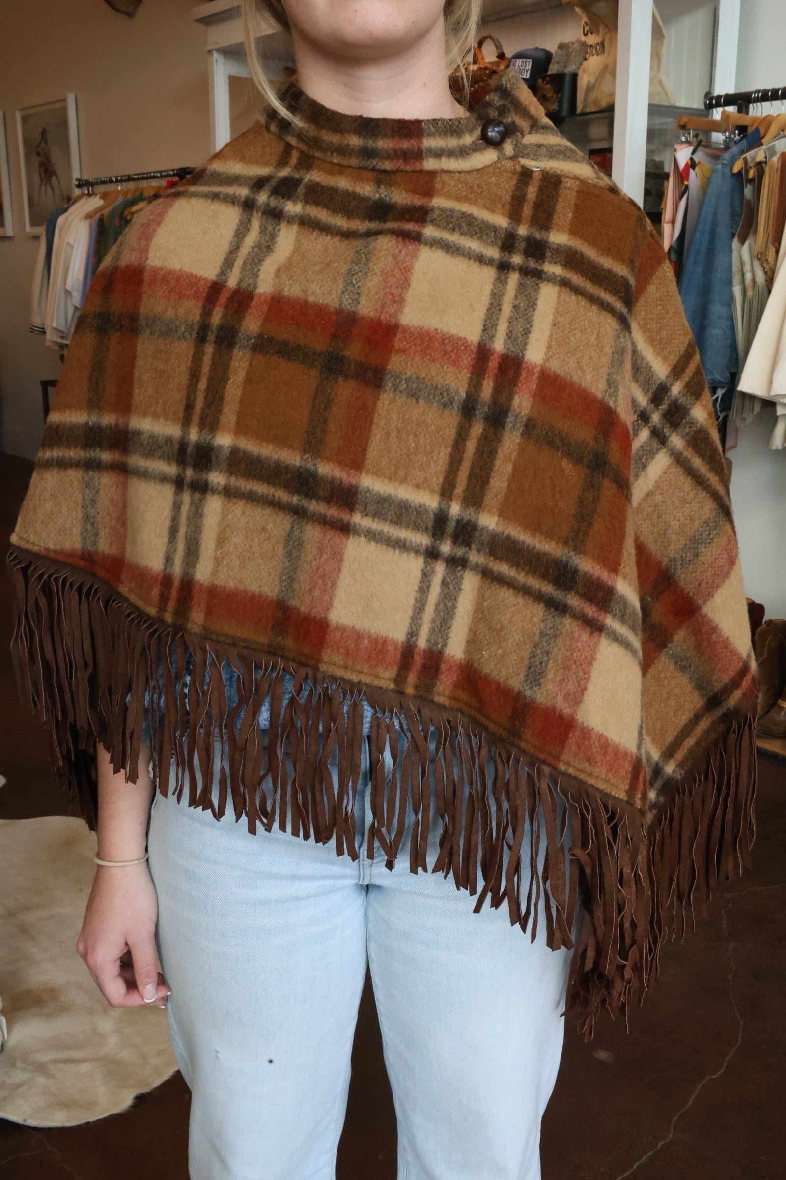 Wool Fringe Poncho No. 1