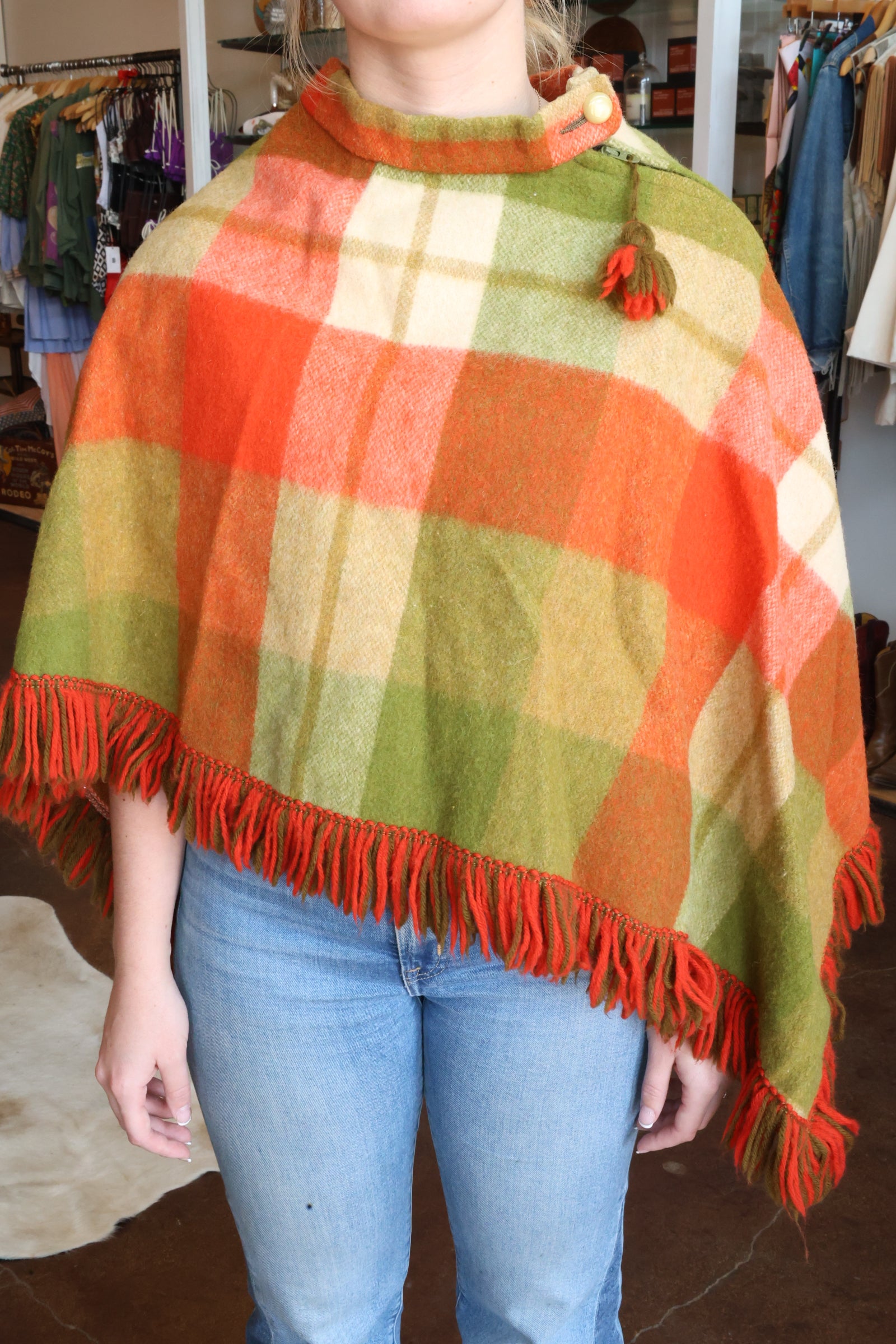 Wool Fringe Poncho No. 6