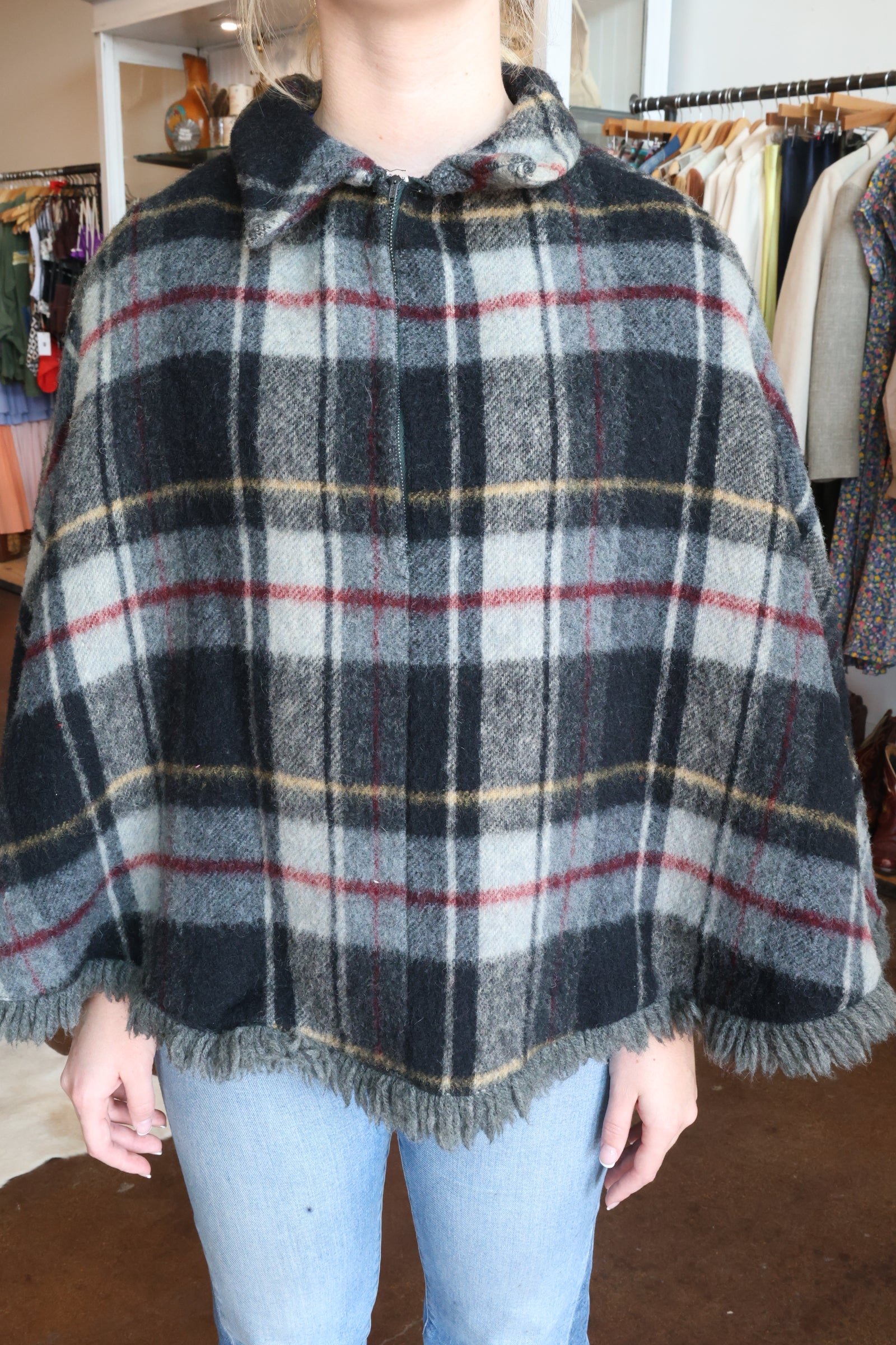Wool Fringe Poncho No. 3