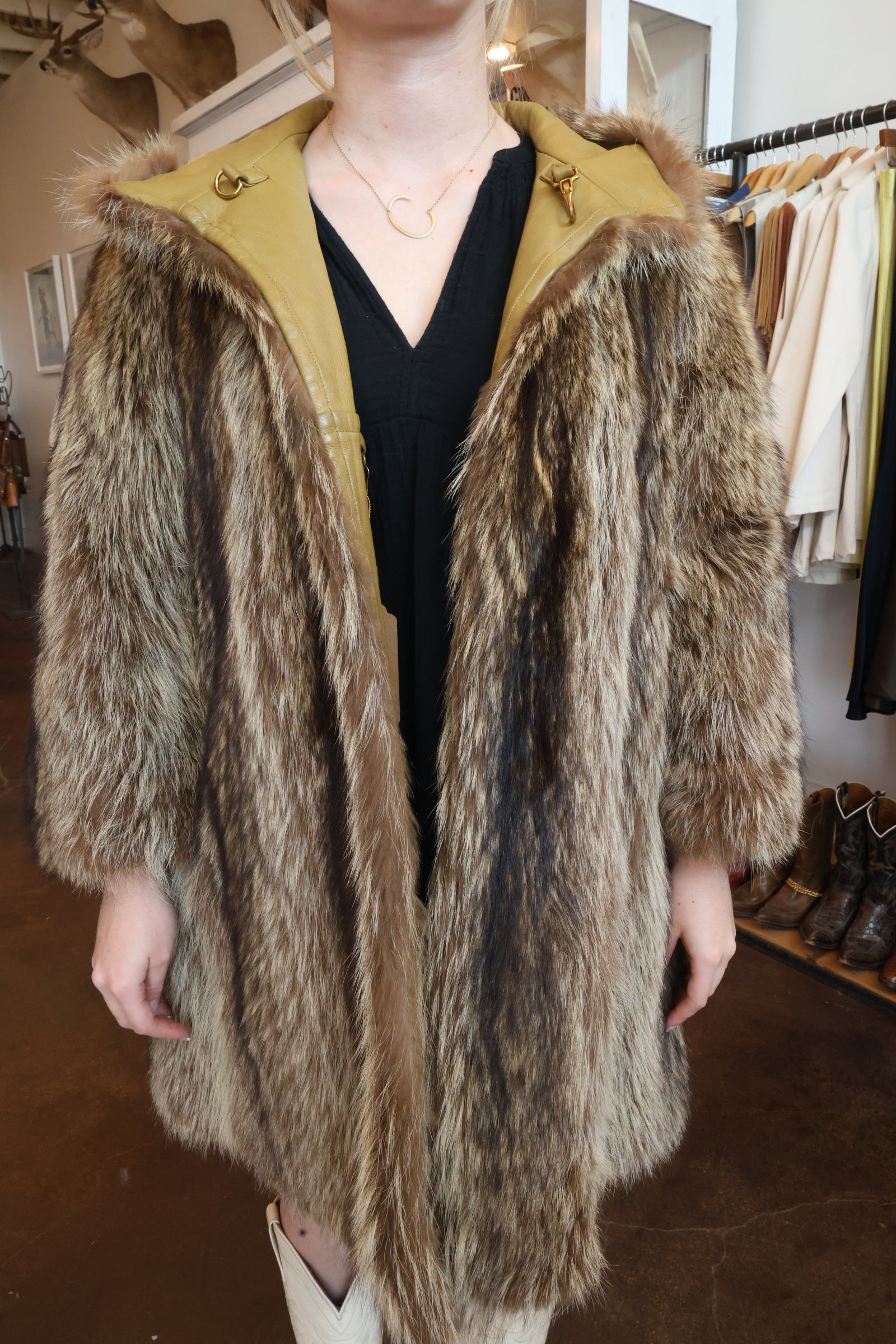 Vintage Raccoon Fur Reversible Coat