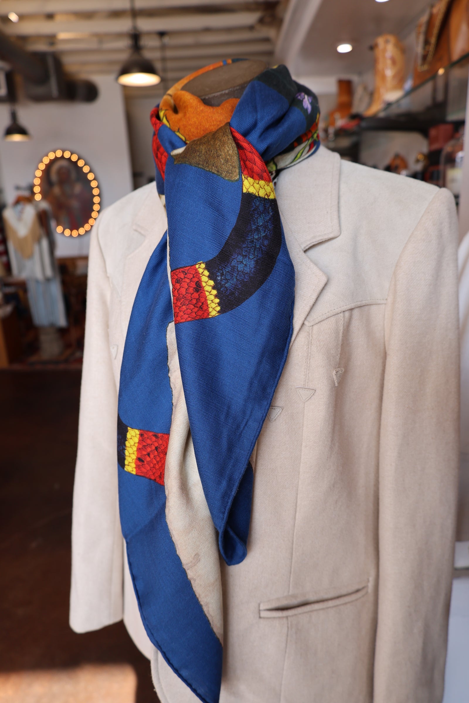 Kerr-Chief Cashmere/Silk Shawl - Feather Bouquet Blue Topaz