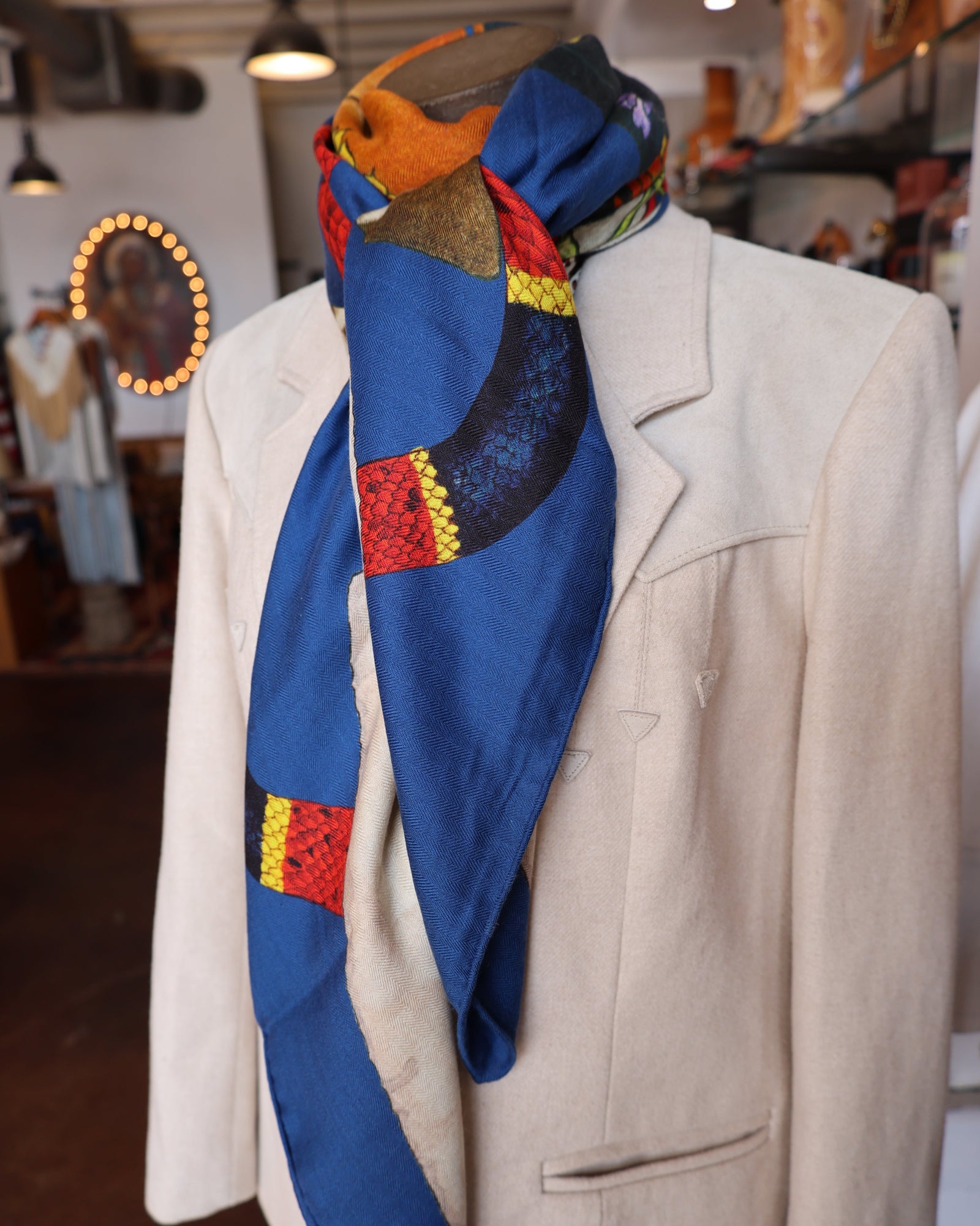 Kerr-Chief Cashmere/Silk Shawl - Feather Bouquet Blue Topaz