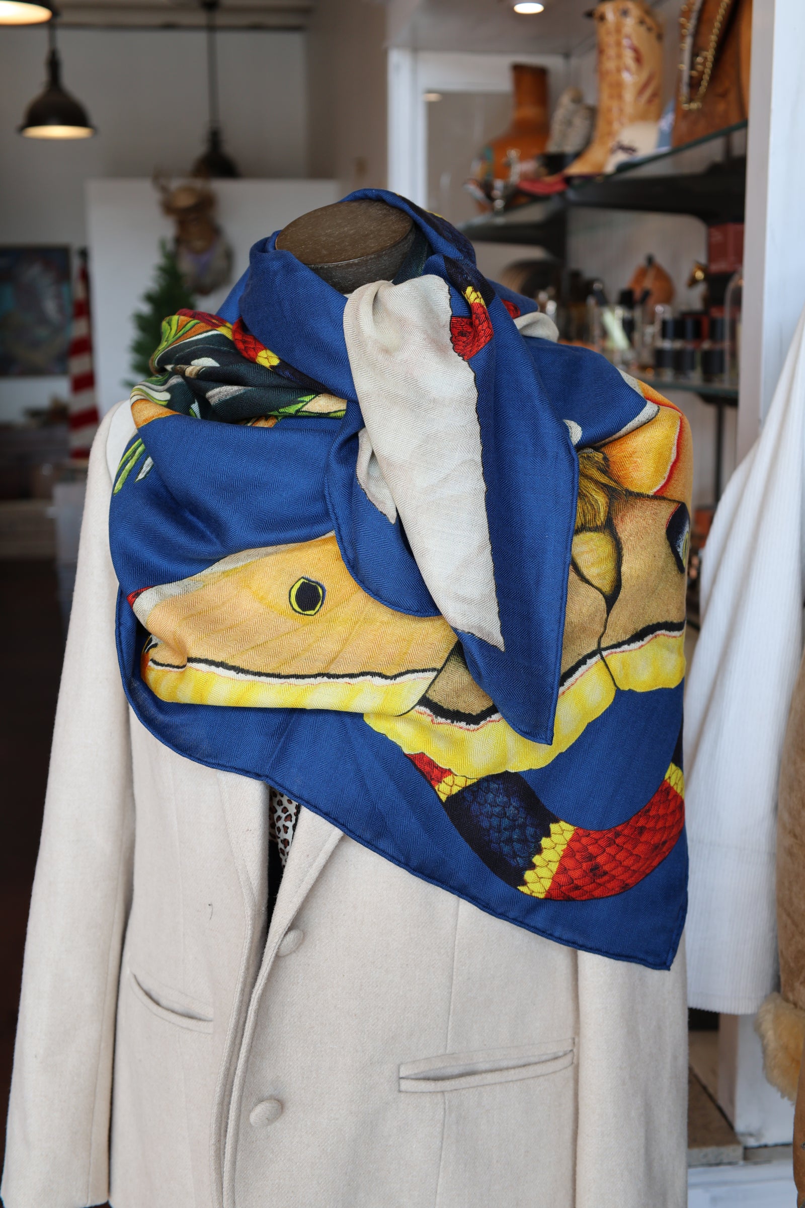 Kerr-Chief Cashmere/Silk Shawl - Feather Bouquet Blue Topaz