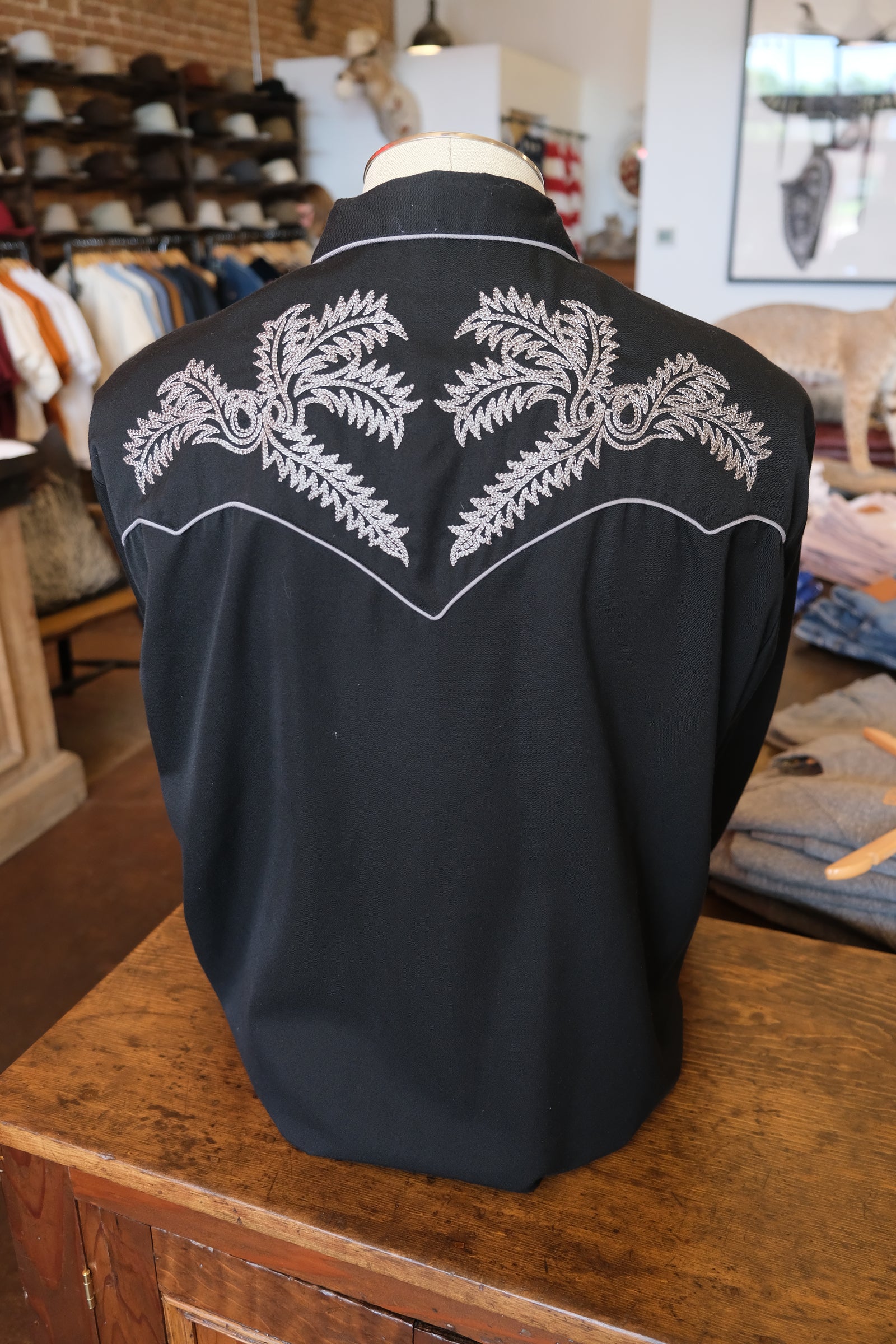 Vintage Scully Black with Grey Embroidery Western Shirt