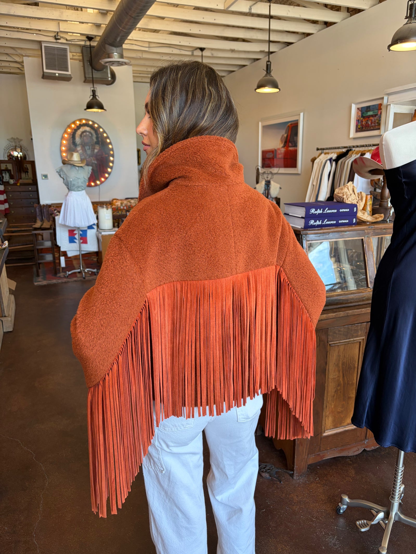 Alpaca Cropped Fringe Jacket