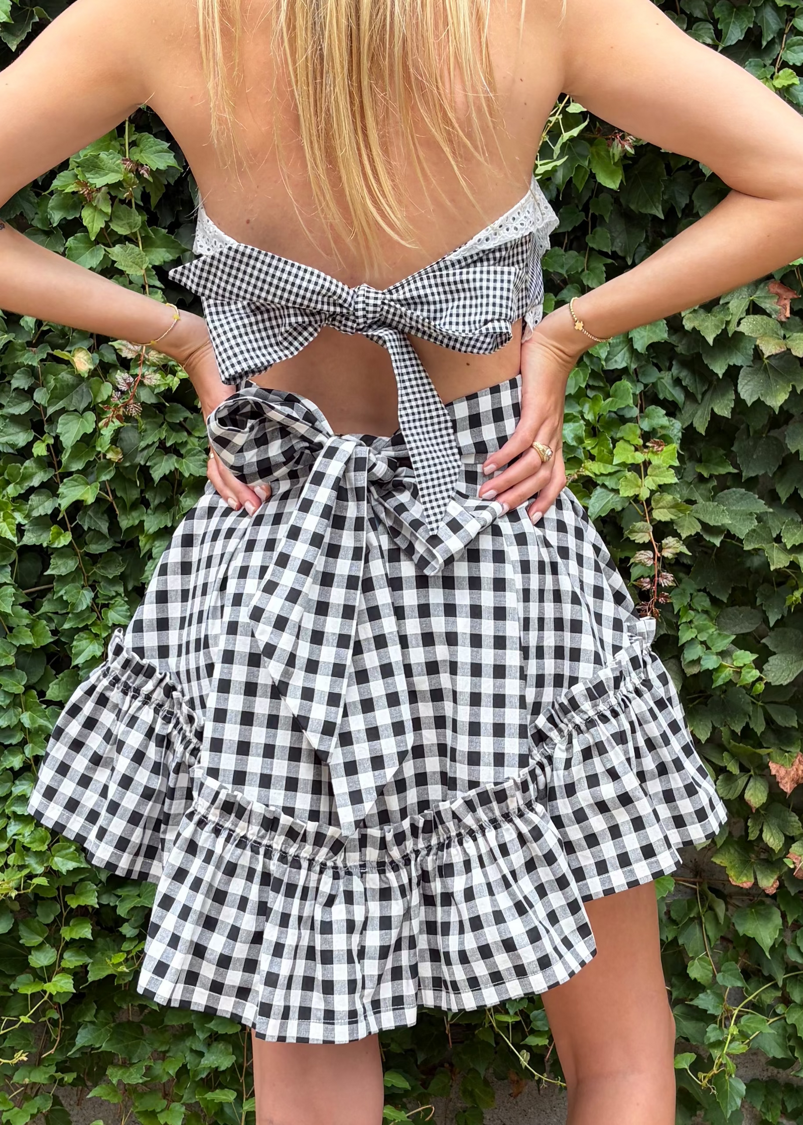 Black Gingham Quinoa Skirt