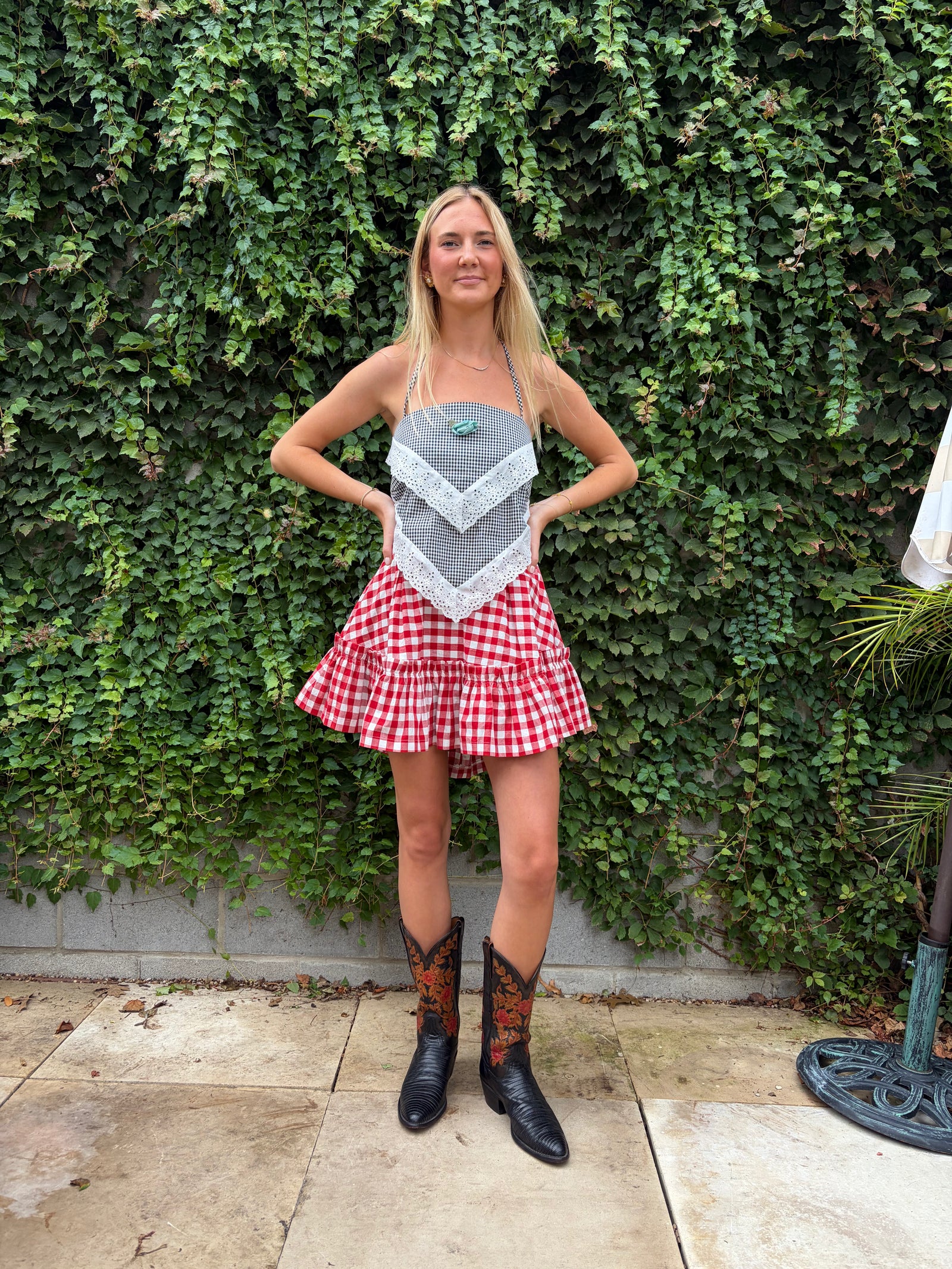 Red Gingham Quinoa Skirt