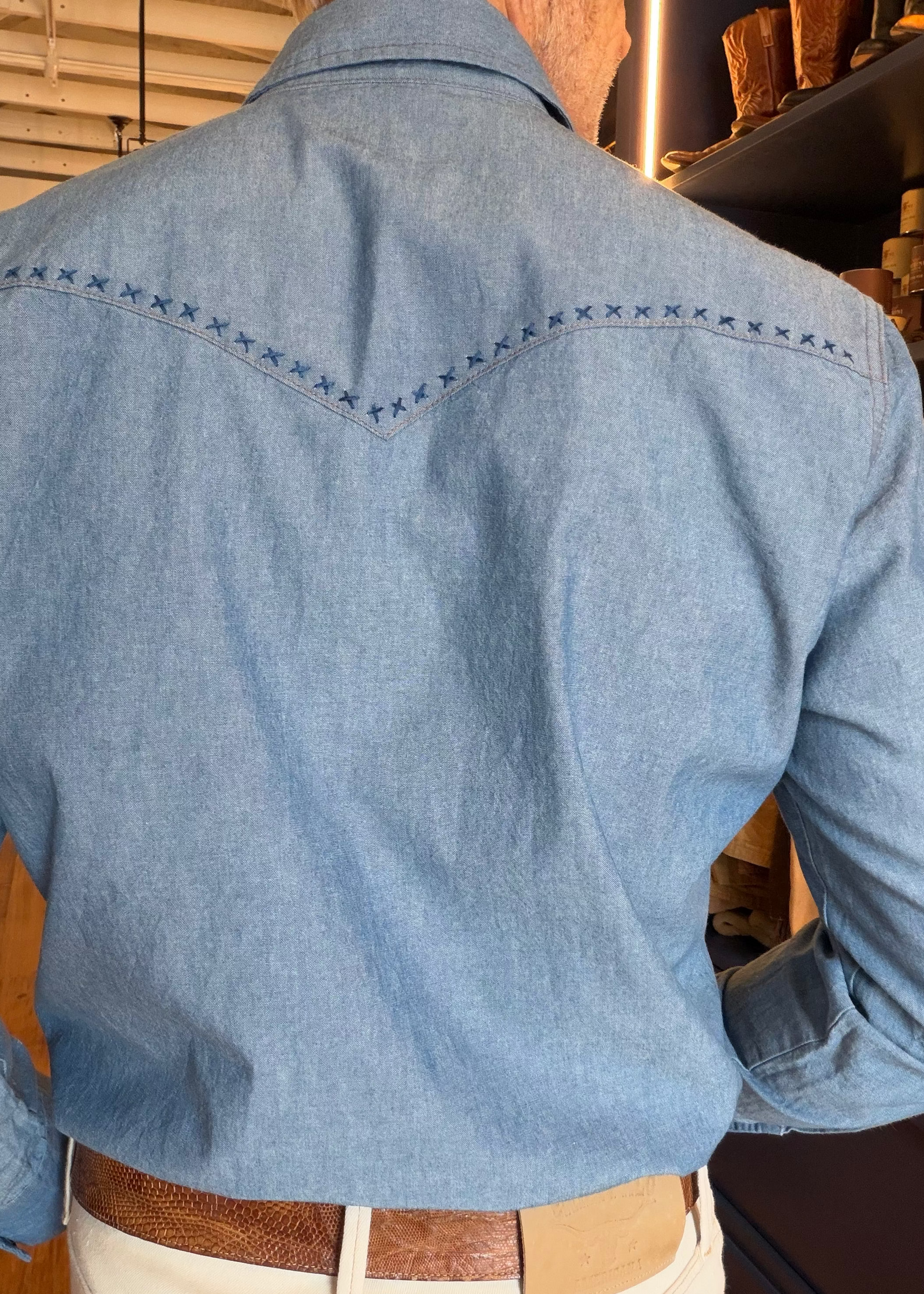 Wrangler Denim Sashiko Detailed Shirt