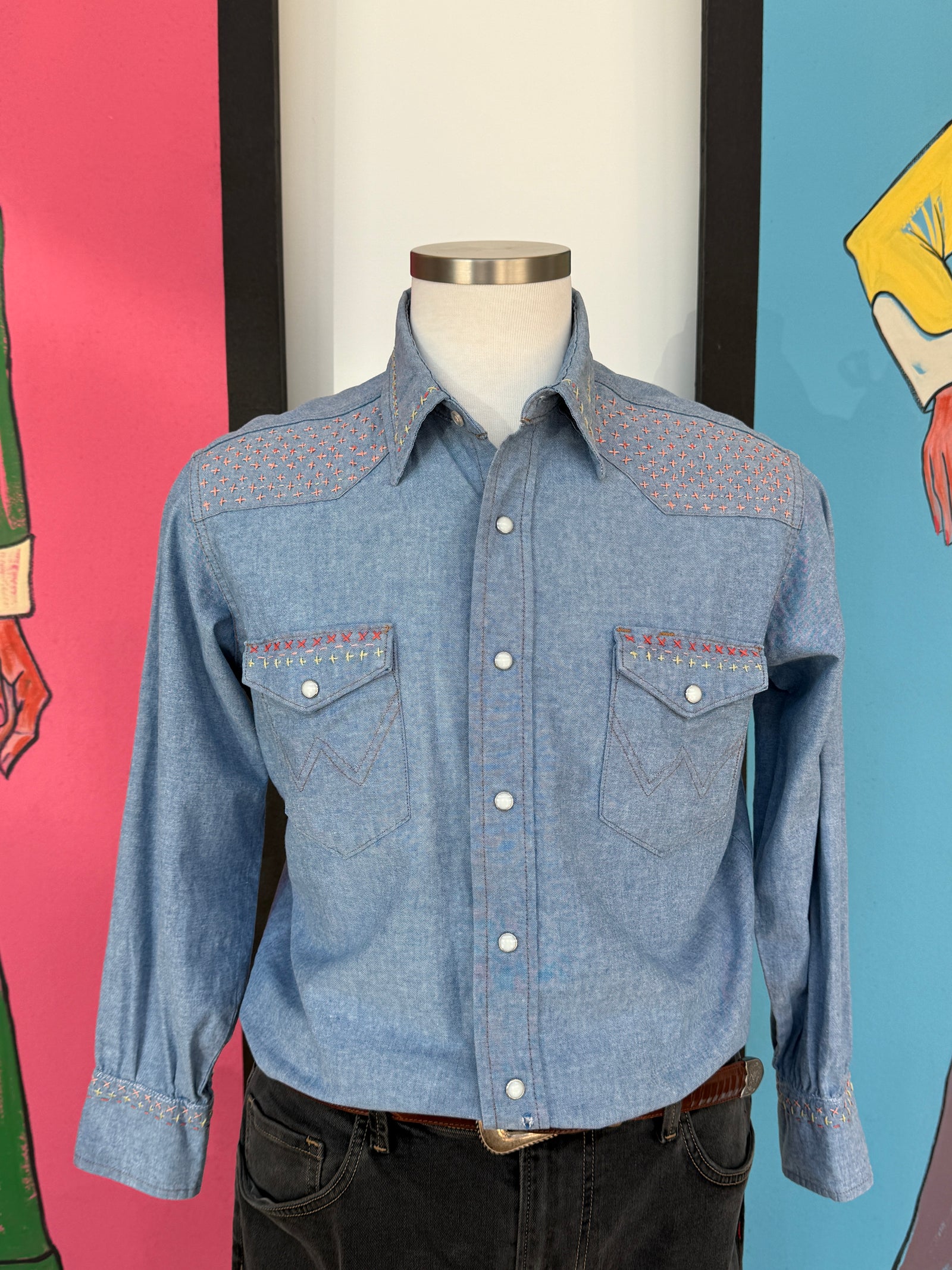 Denim Sashiko Detailed Shirt