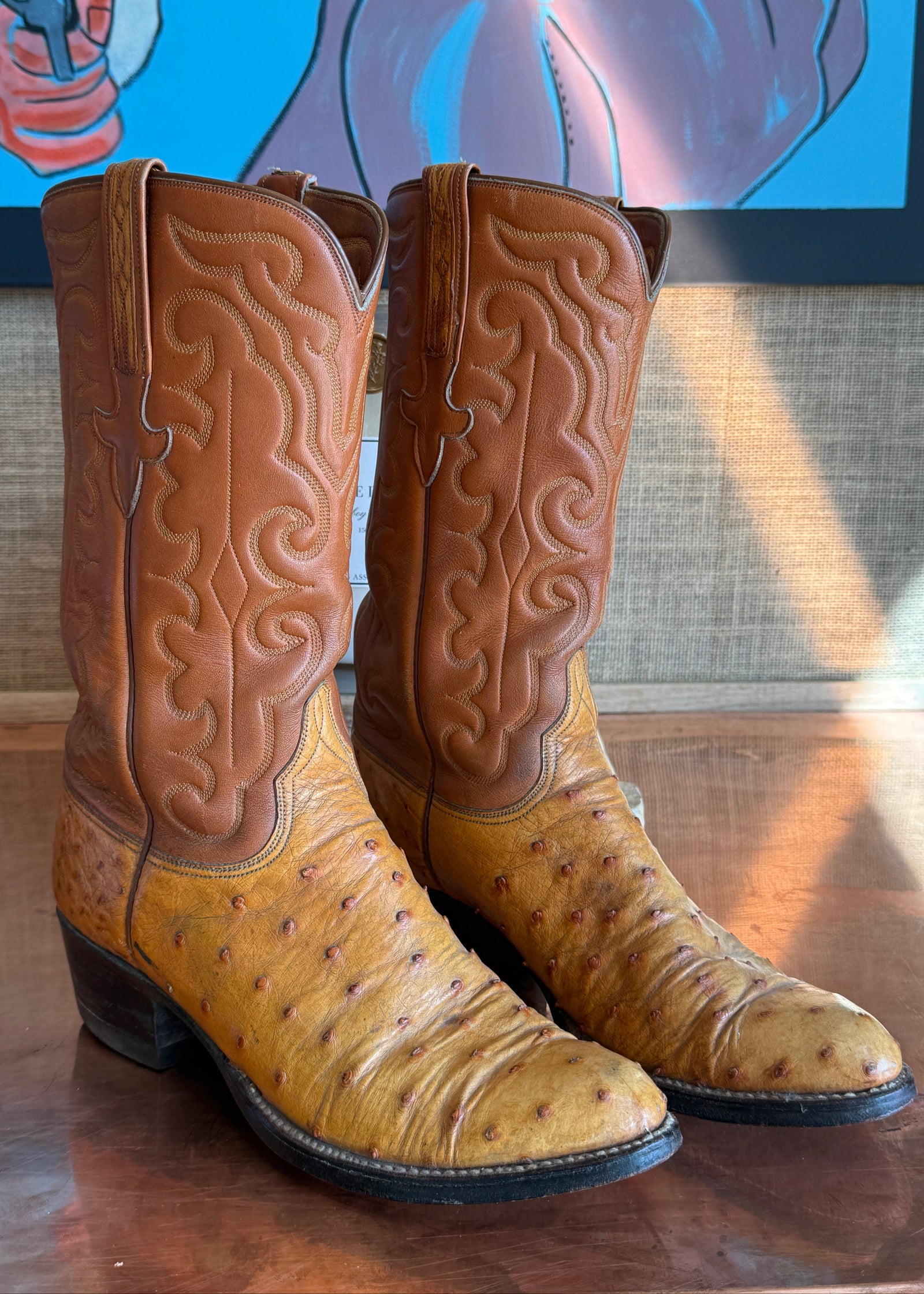 Lucchese Full Quill Ostrich Cowboy Boots