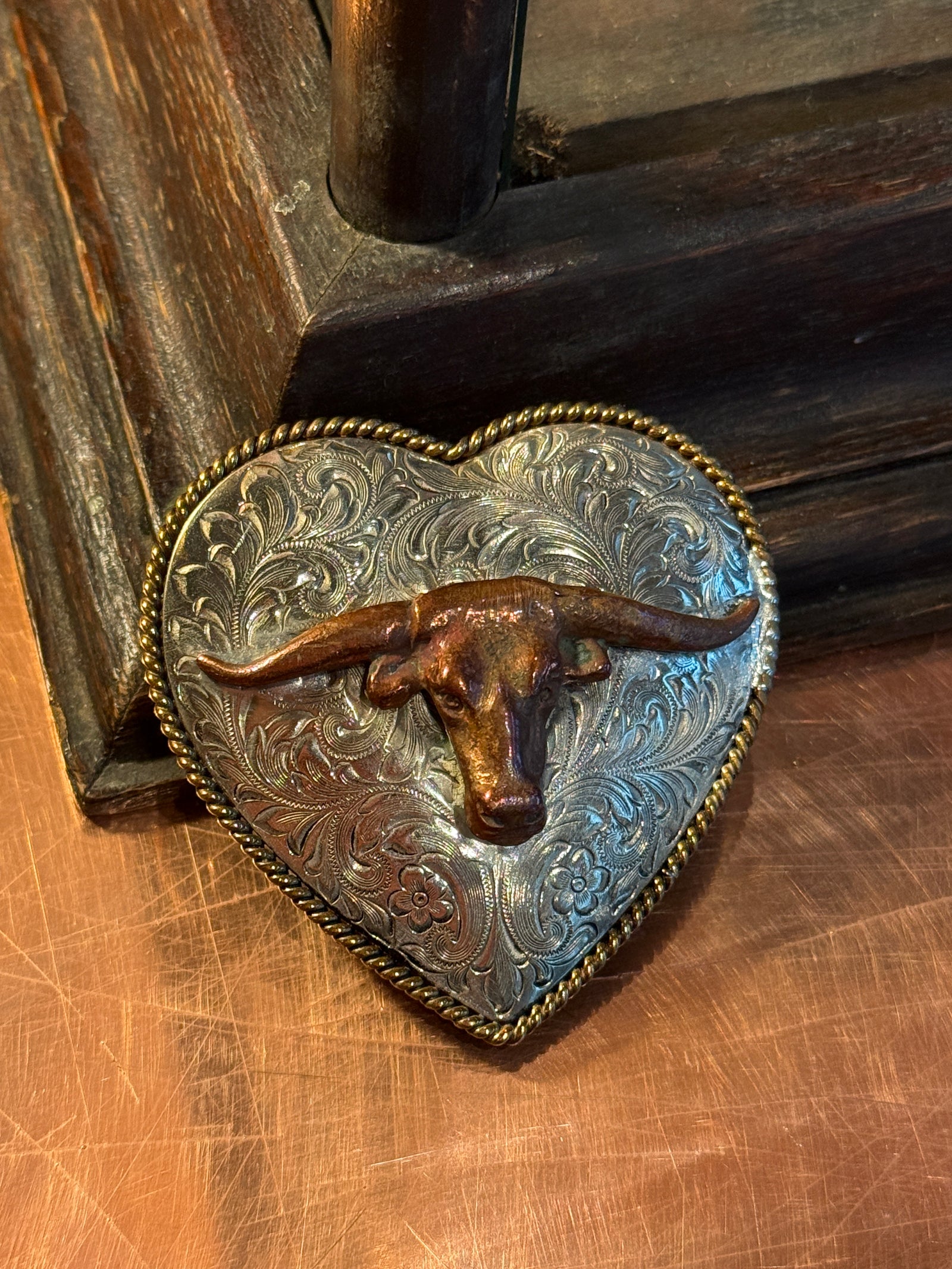 Longhorn Heart Belt Buckle