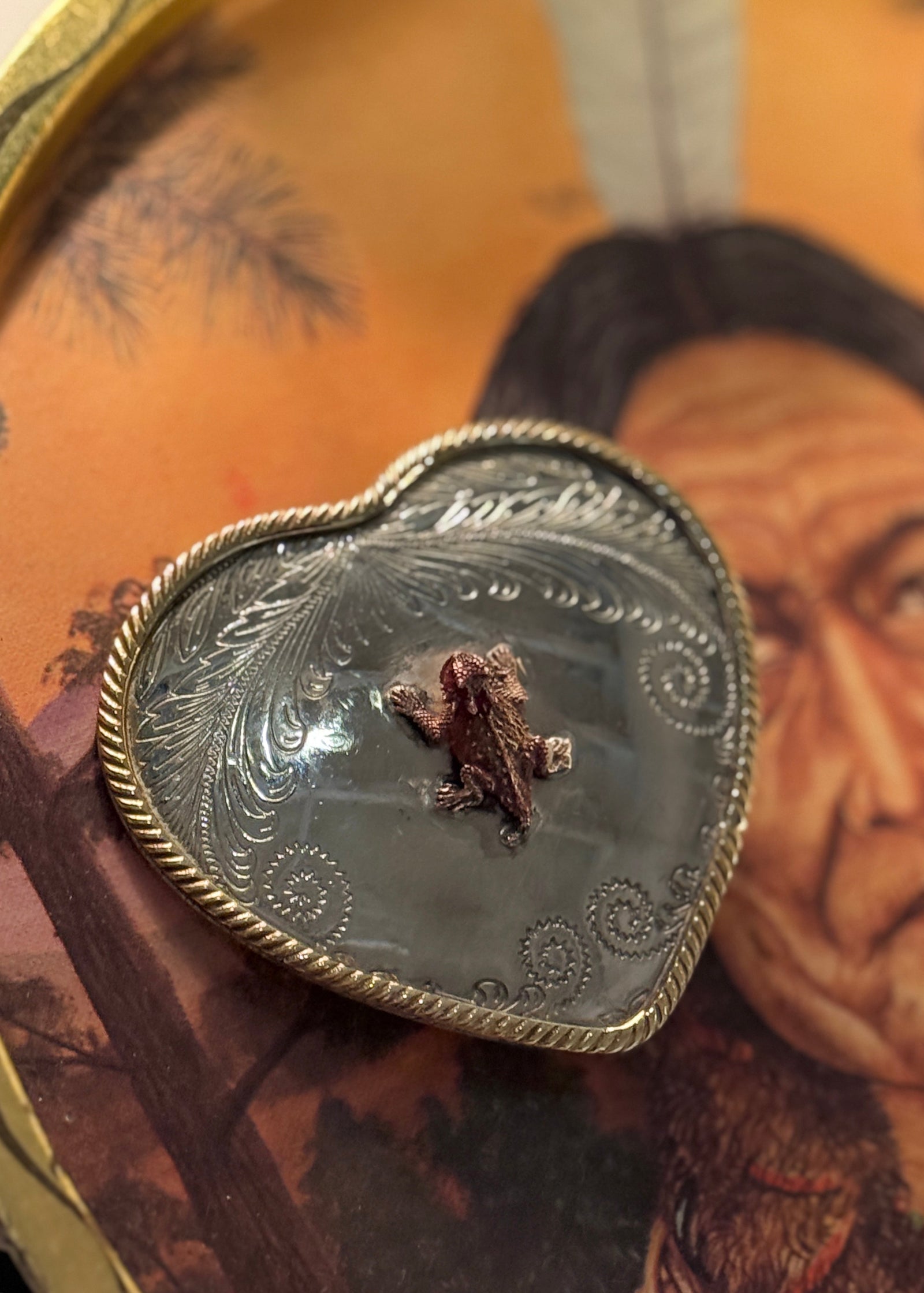 Horned Frog Heart Belt Buckle