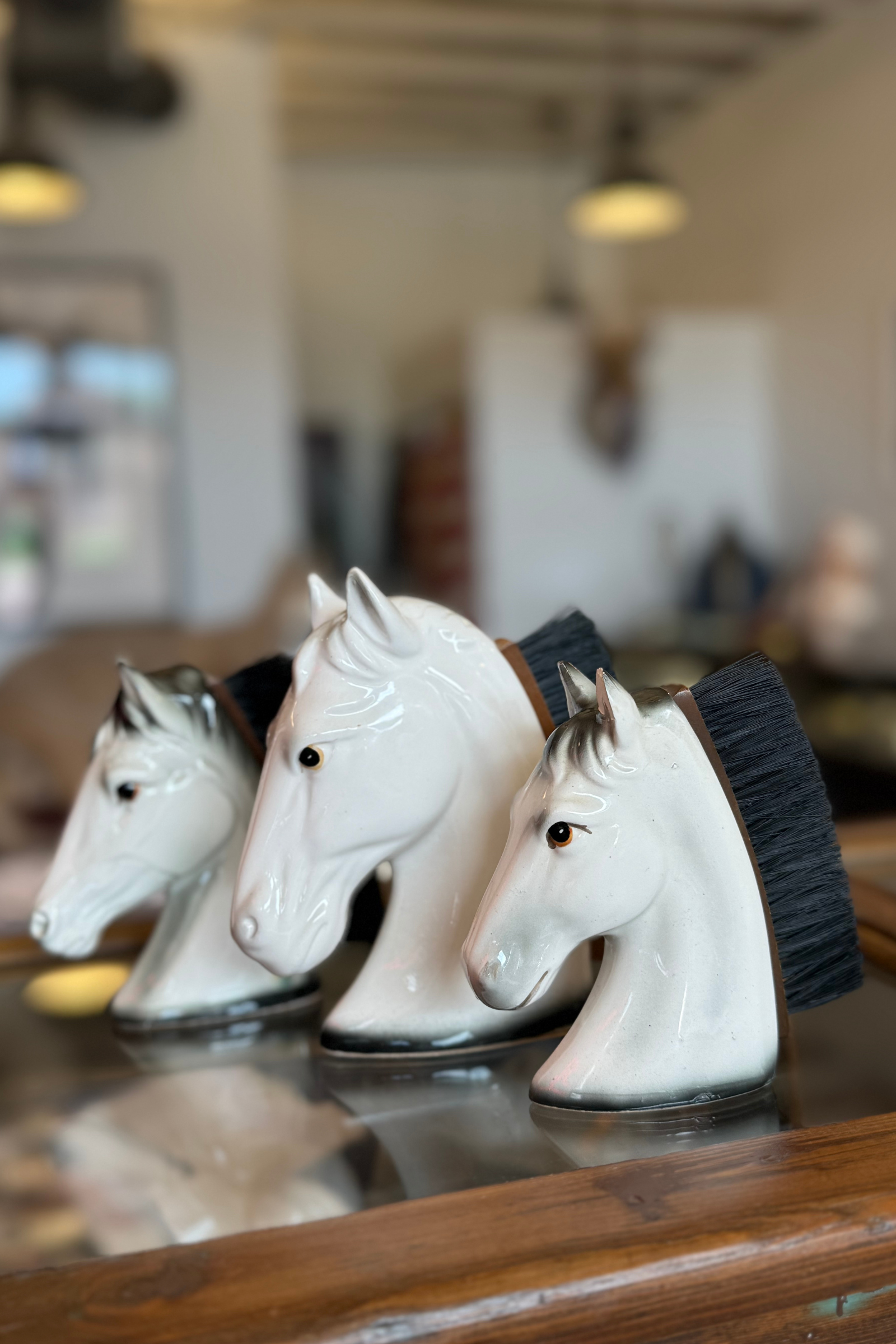 Vintage Ceramic Horse Head Clothing Brush