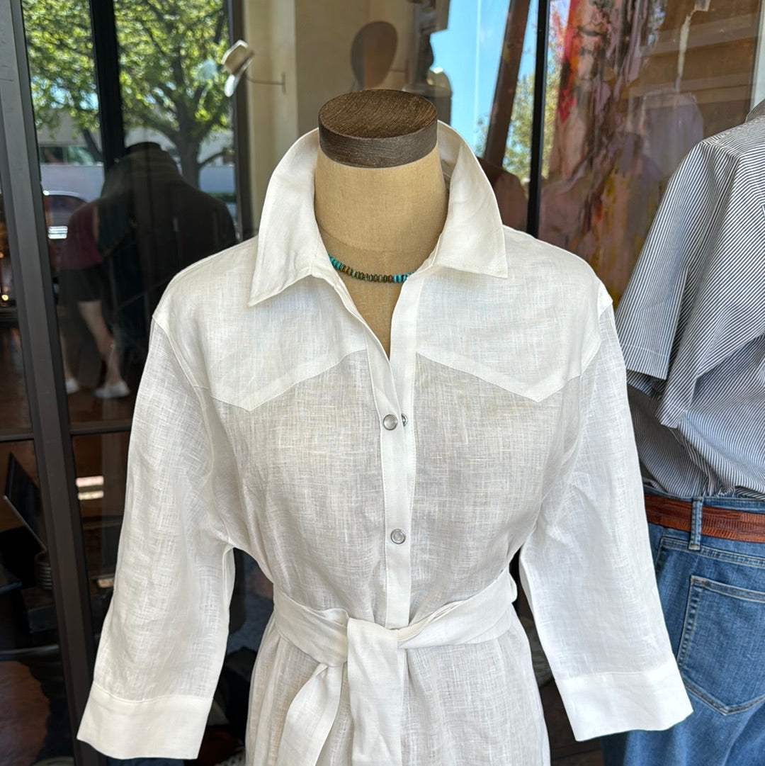 Western Linen Shirt Dress