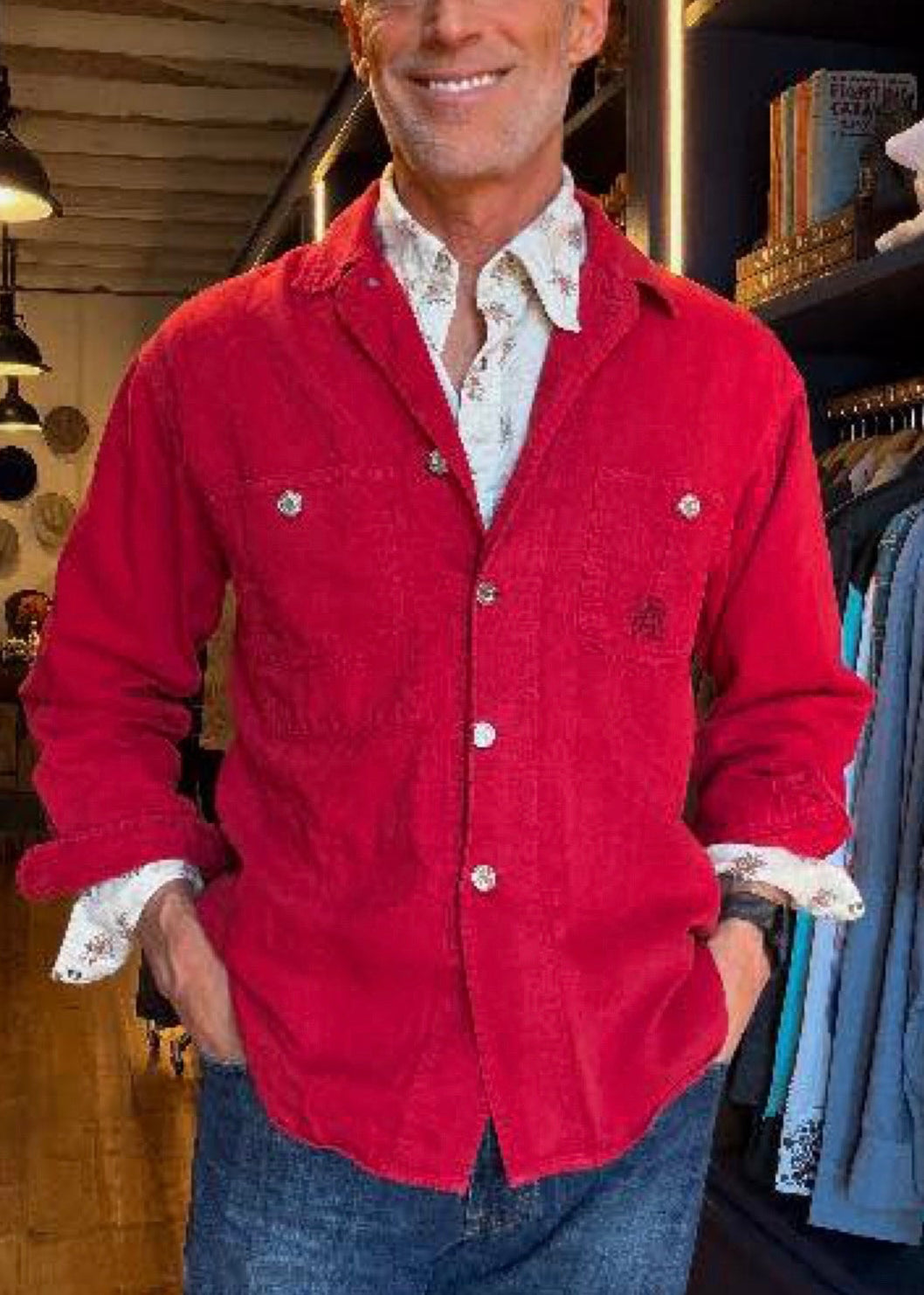 Red Denim Over Shirt