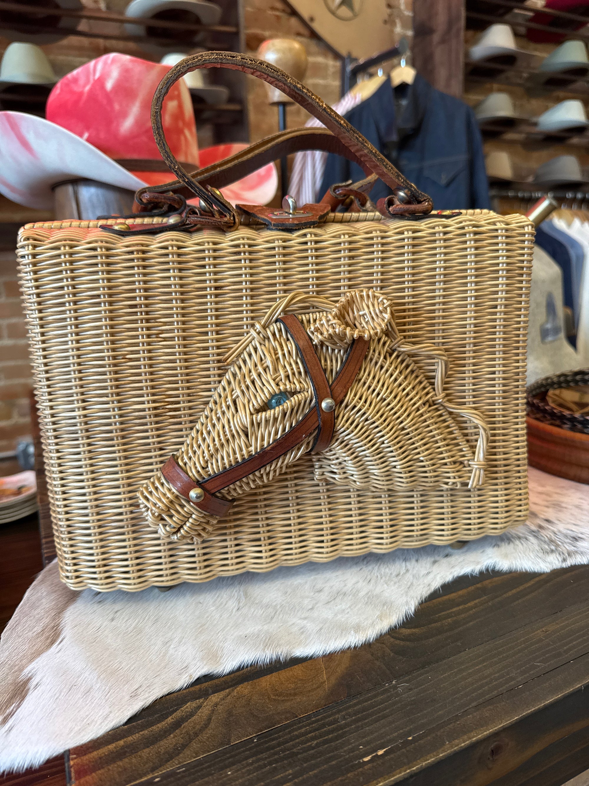 Wicker Horse Head Purse
