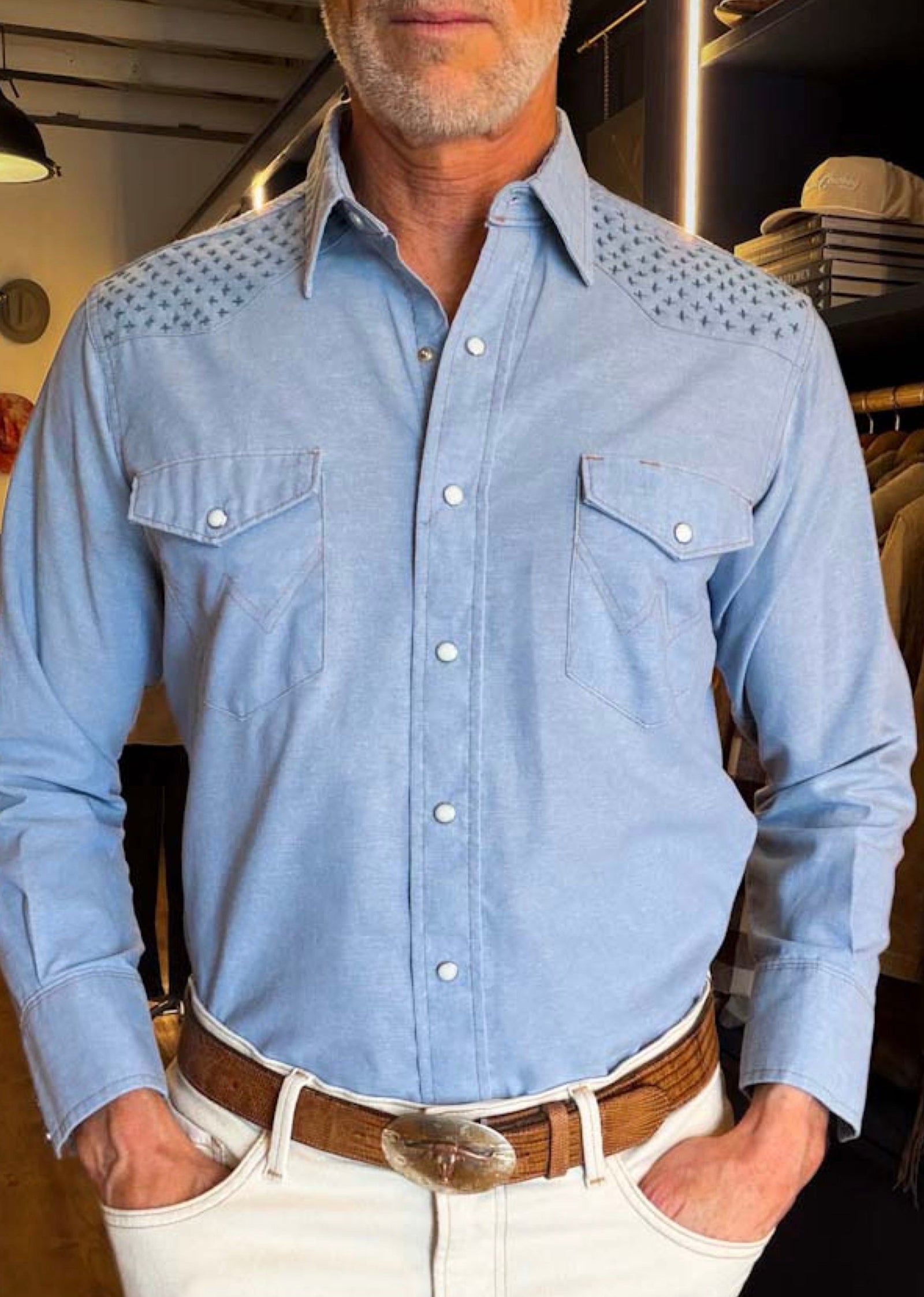 Wrangler Chambray Sashiko Detailed Shirt