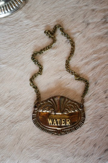 Brass Water Decanter Label