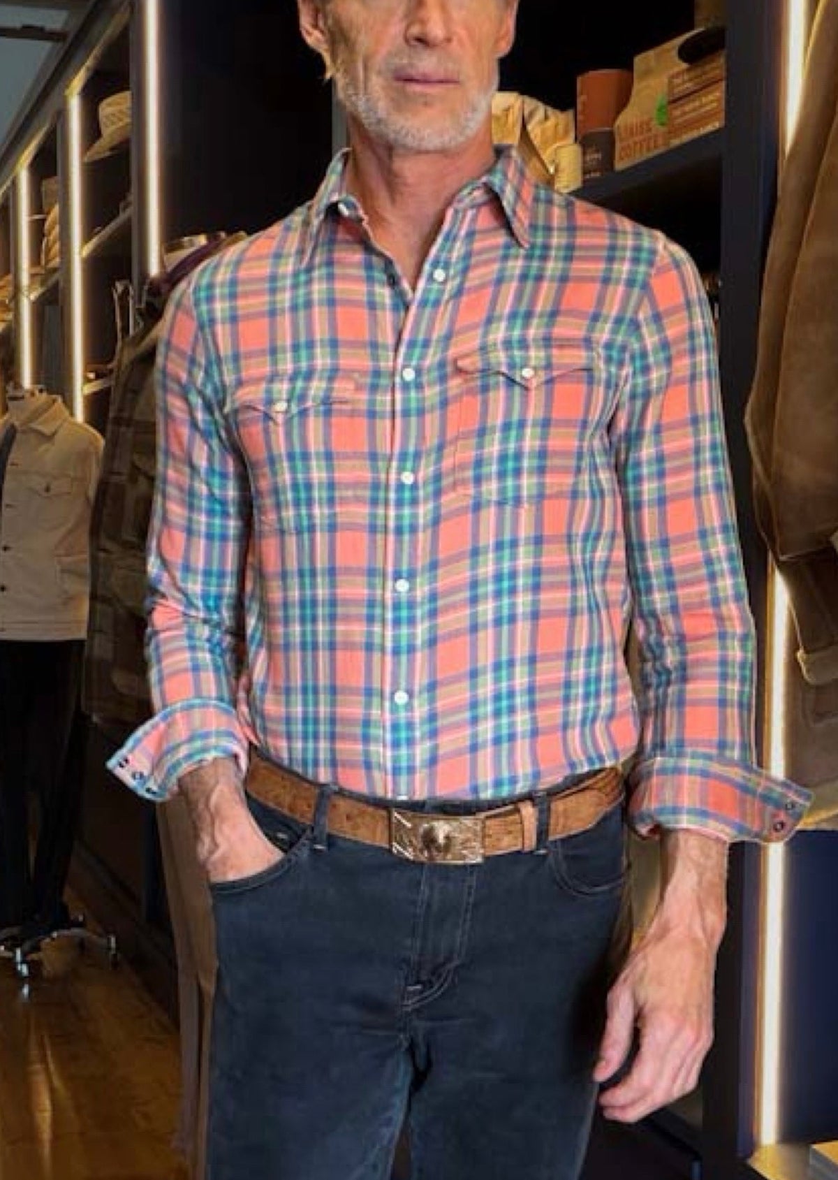 Western Style Plaid Flannel Shirt