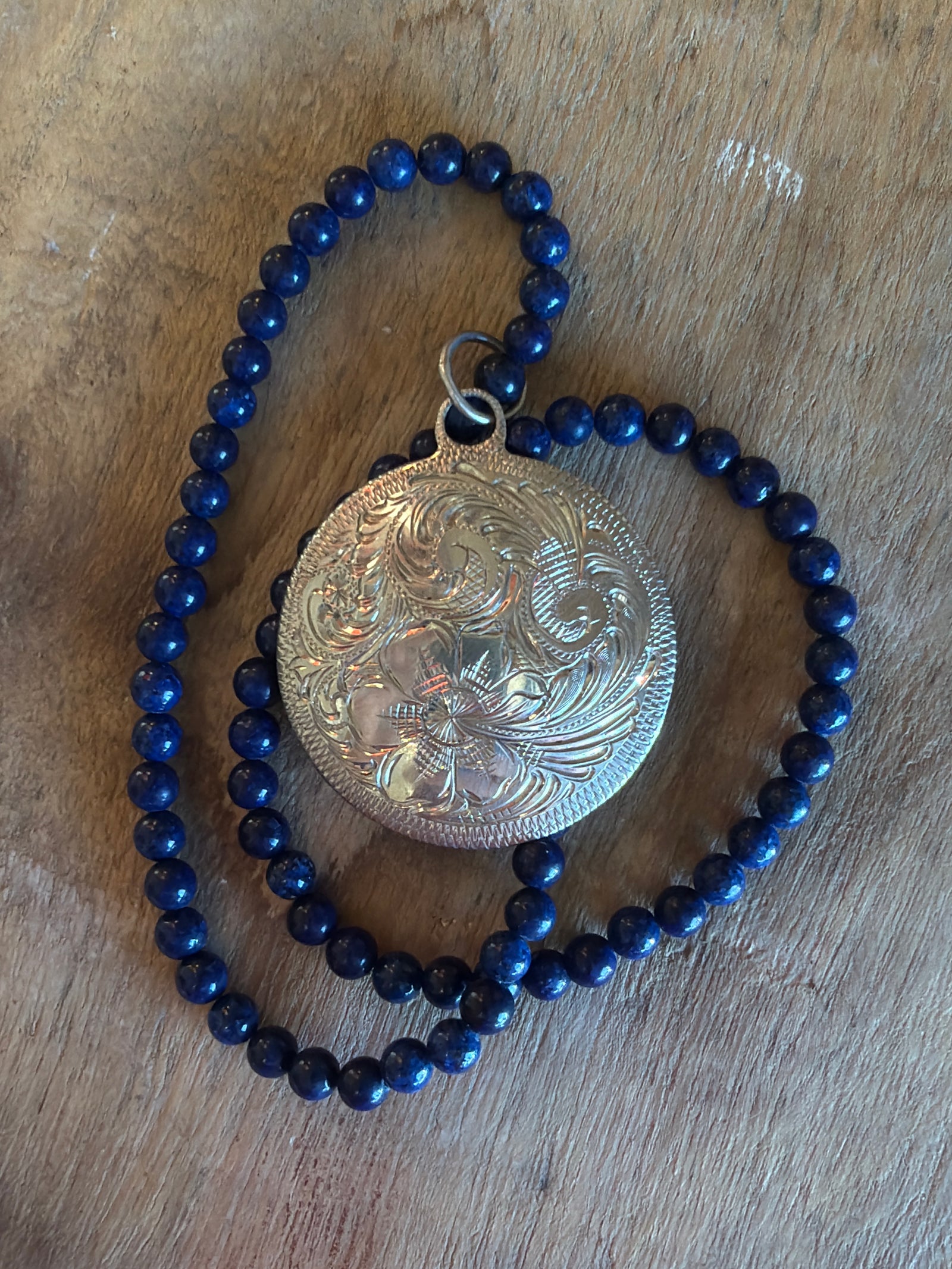 Lapis and Silver Coin Necklace