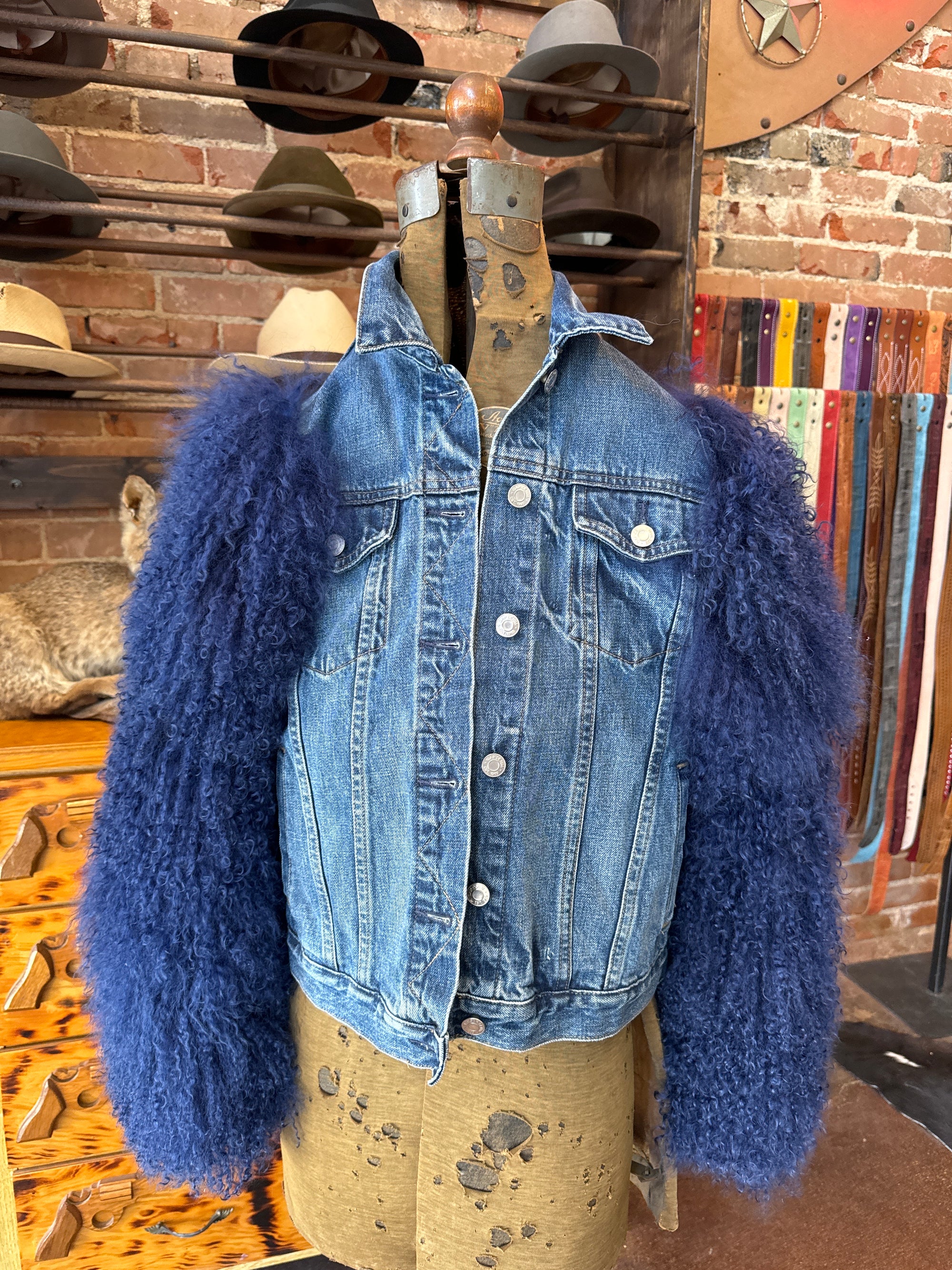 Blue Curly Lamb Jean Jacket