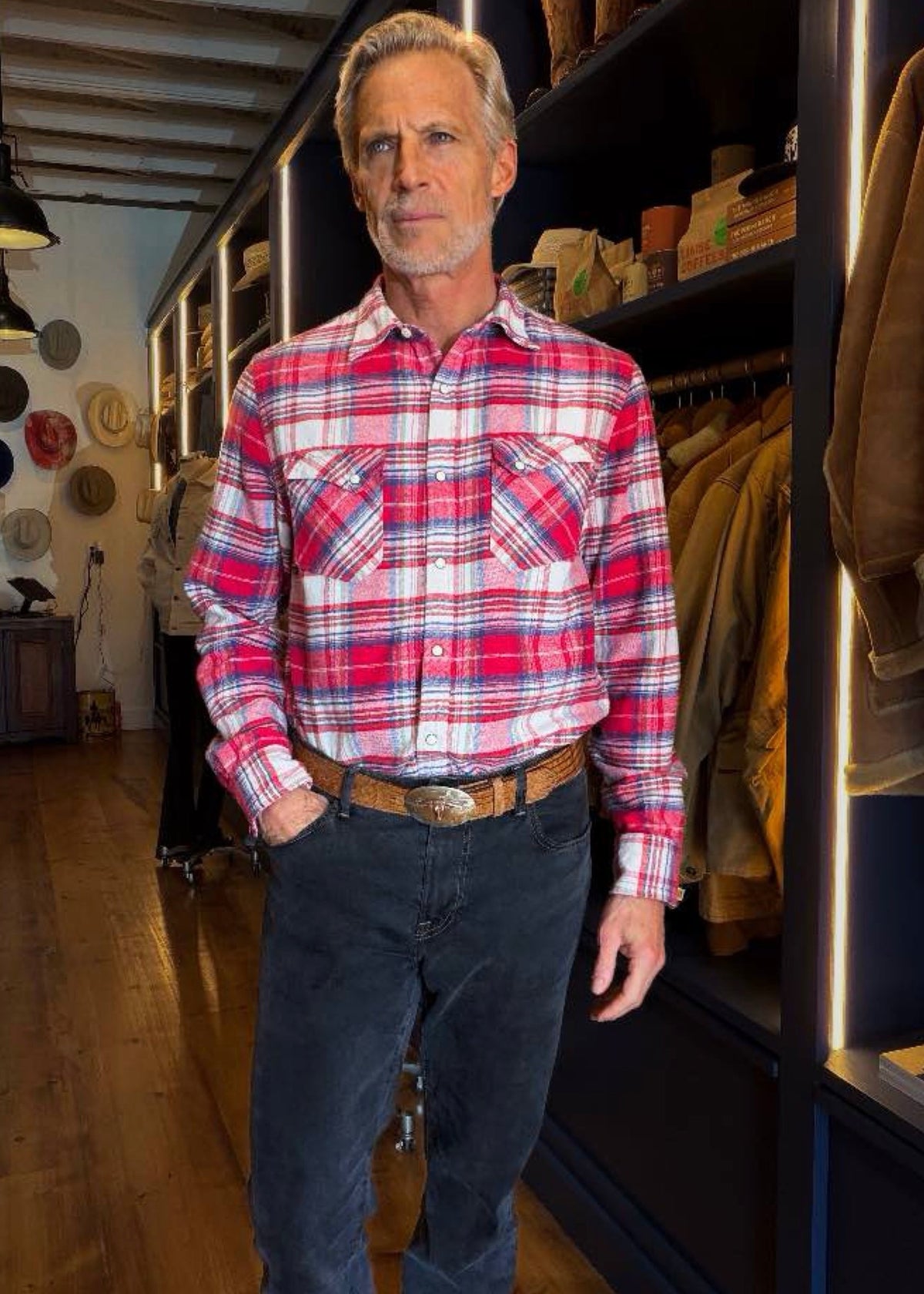 Western Style Plaid Flannel Shirt