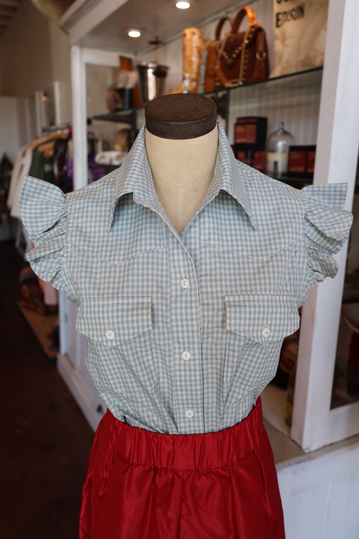 Dusty Blue Check Western Shirt