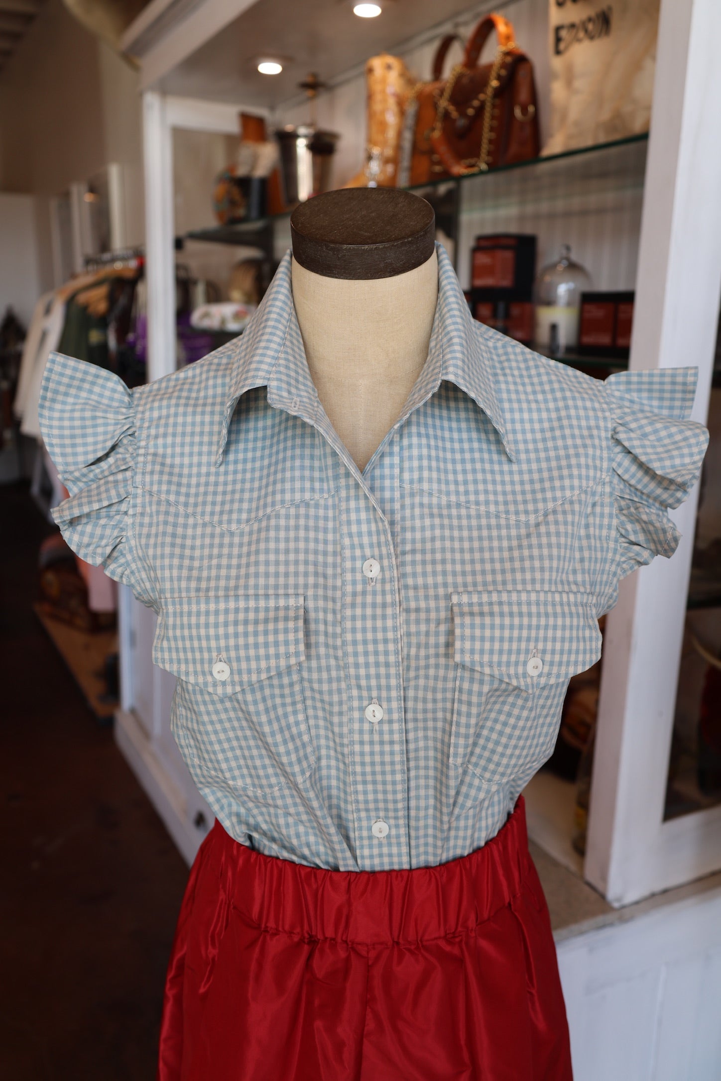 Dusty Blue Check Western Shirt