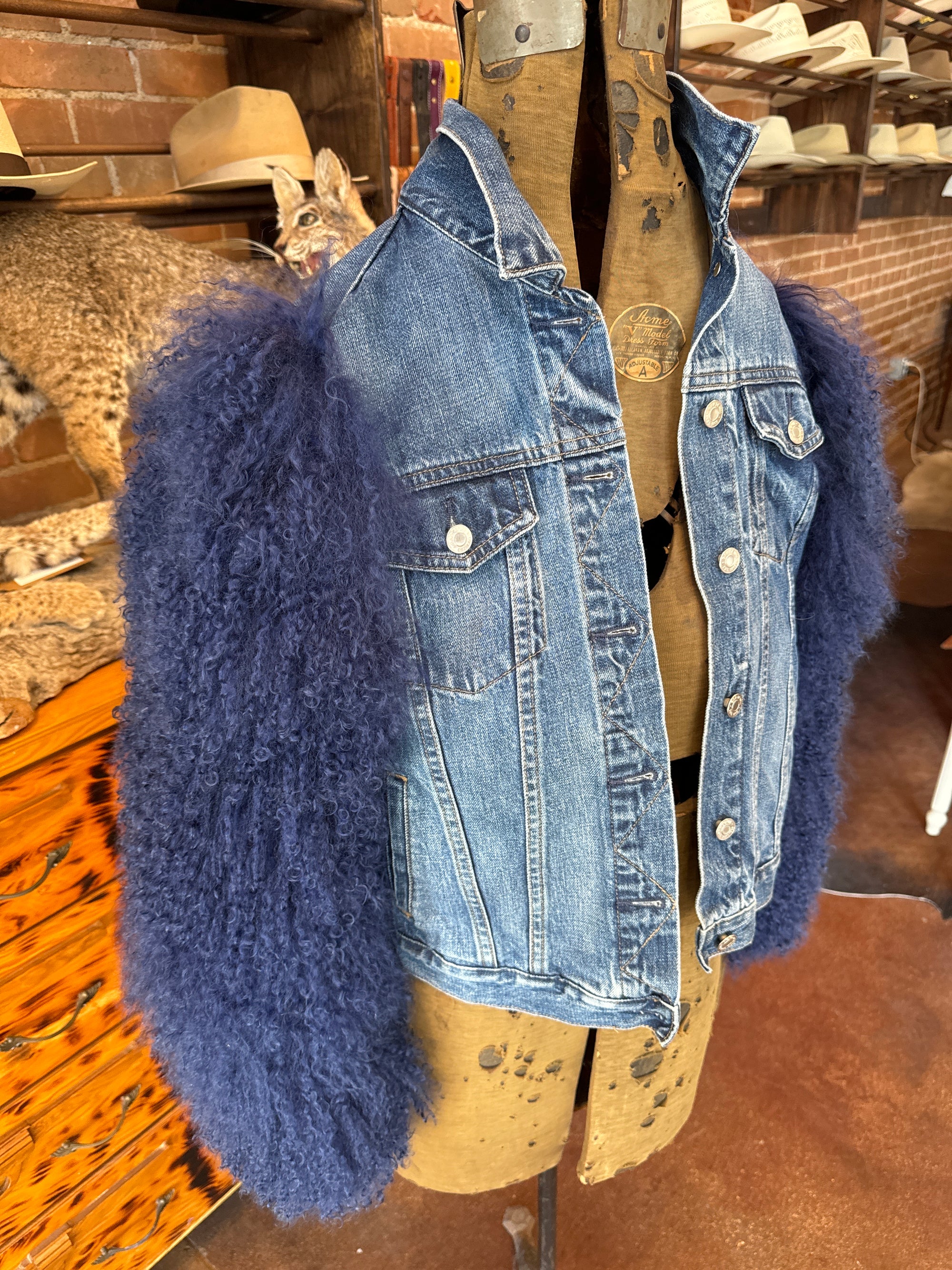 Blue Curly Lamb Jean Jacket