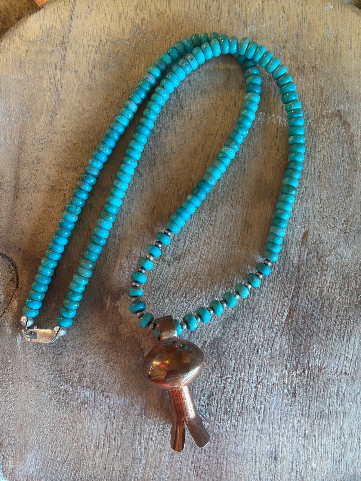Turquoise & Copper Squash Blossom Necklace