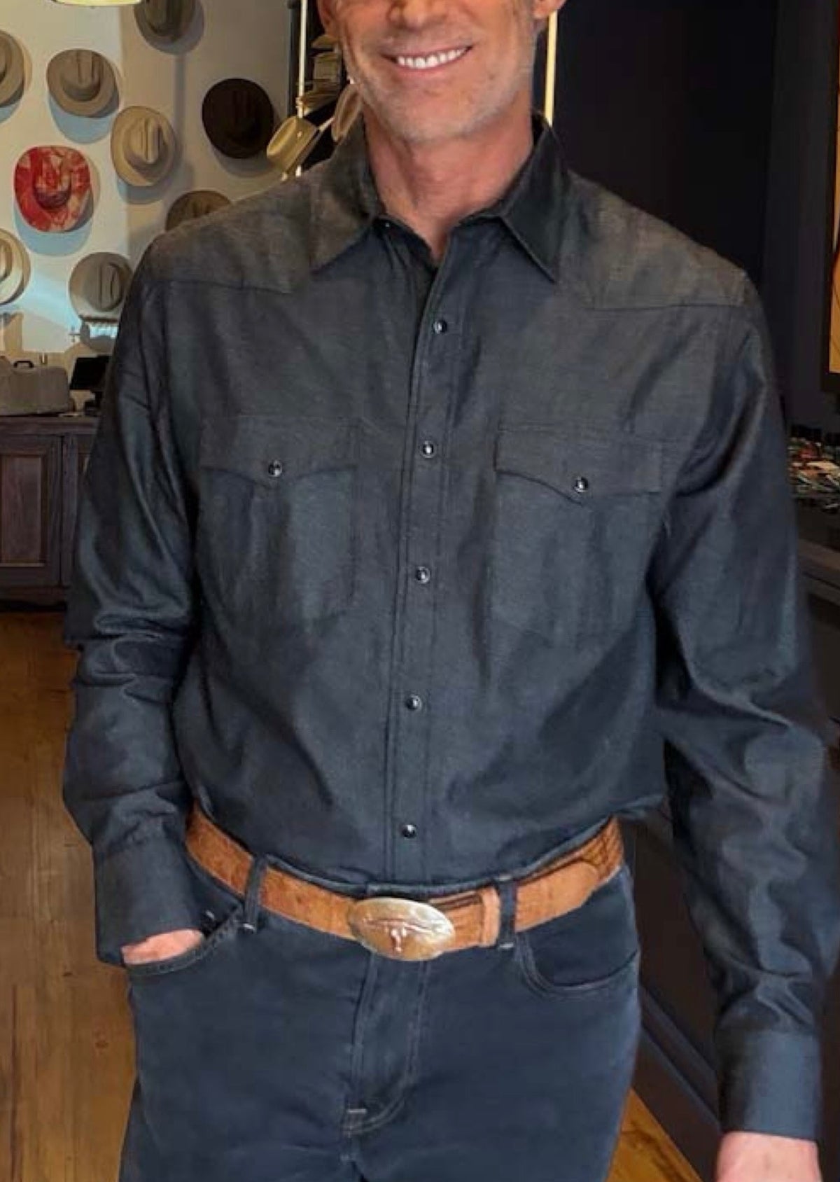 Black Denim Western Shirt
