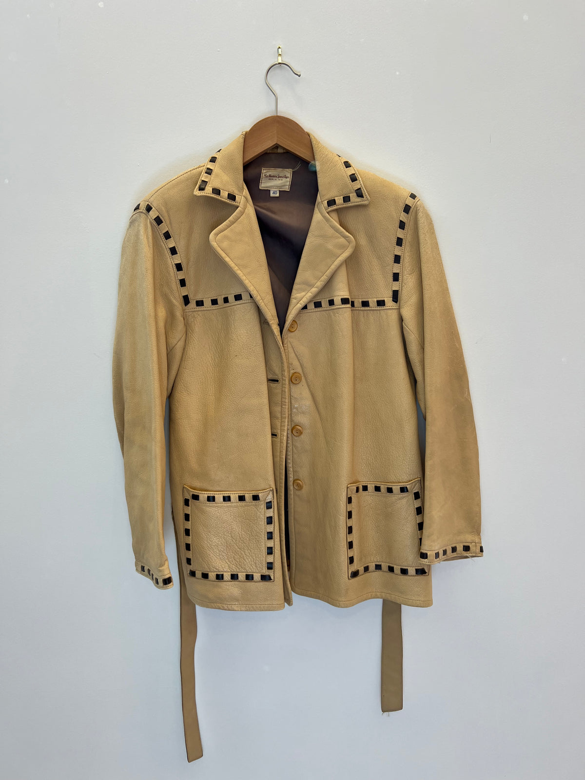 Vintage Leather Jacket with Belt