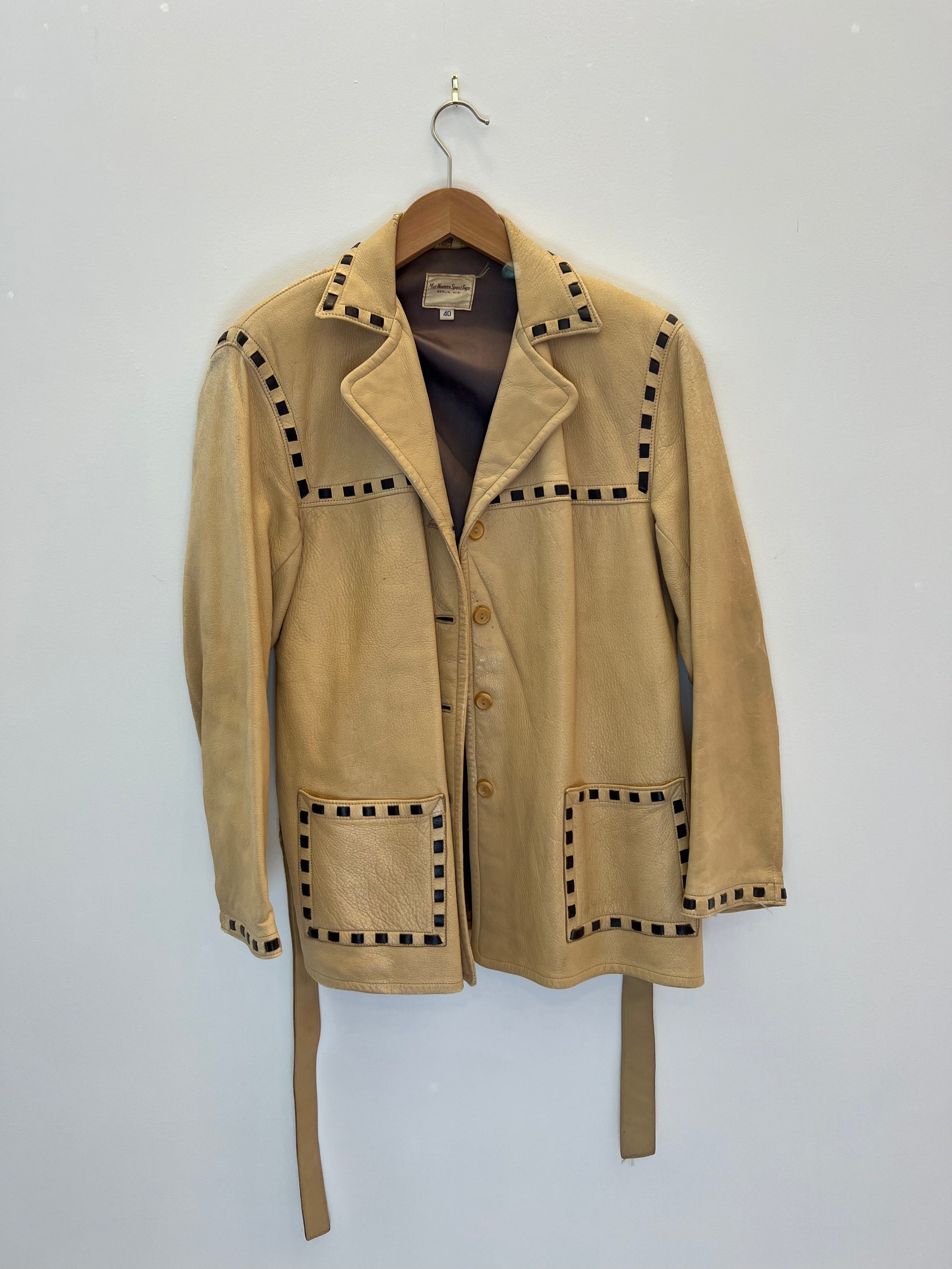 Vintage Leather Jacket with Belt