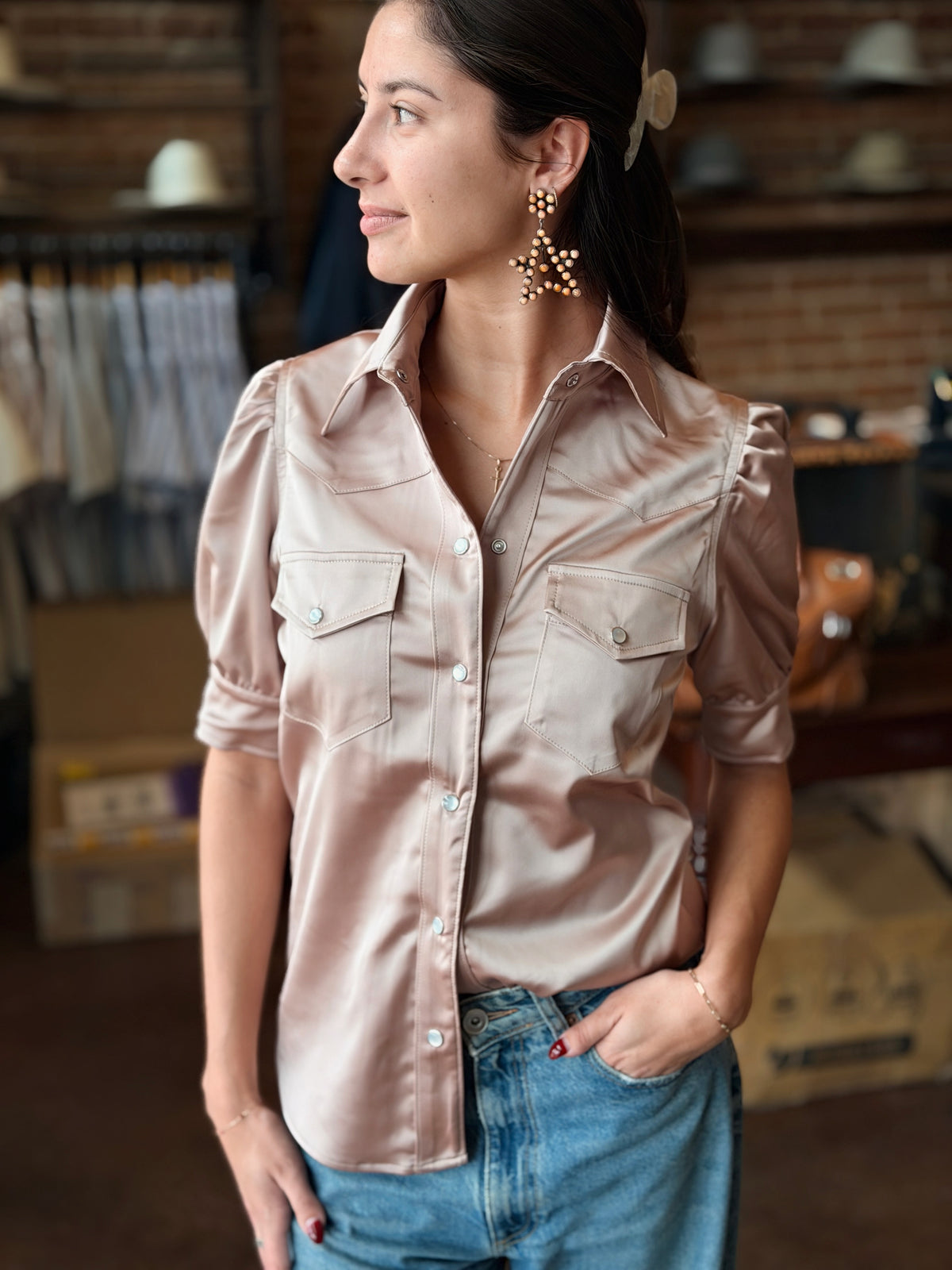 Nude Sateen Women's Western Shirt