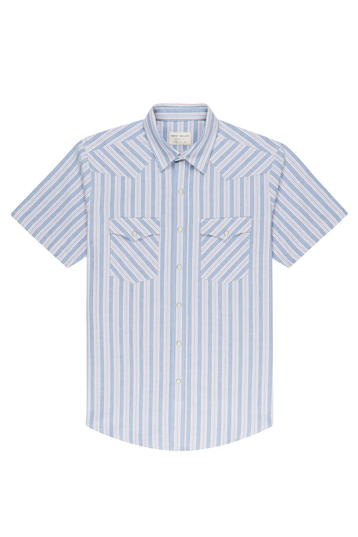 Oxford Red and Blue Stripe Western Shirt