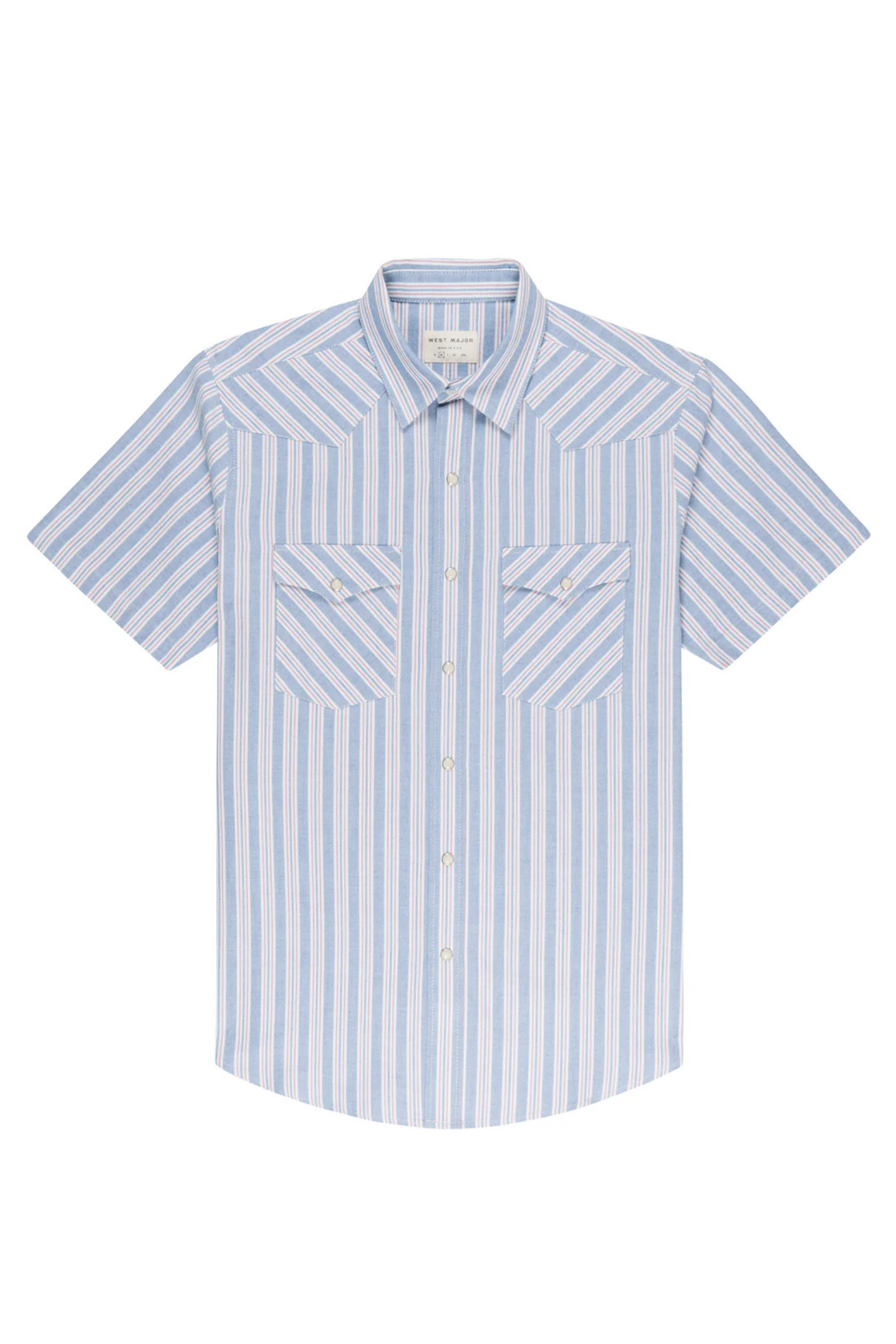 Oxford Red and Blue Stripe Western Shirt