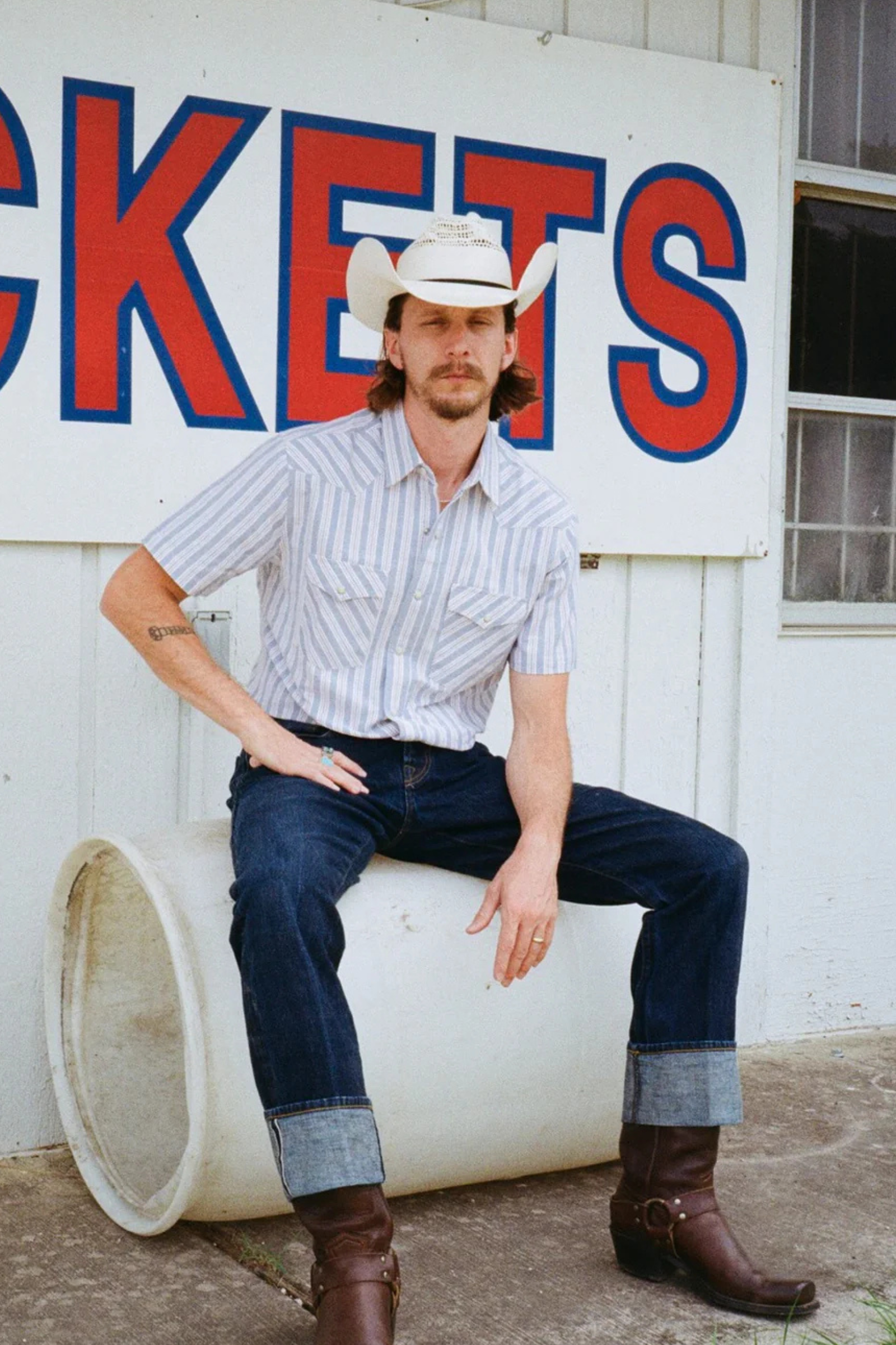 Oxford Red and Blue Stripe Western Shirt