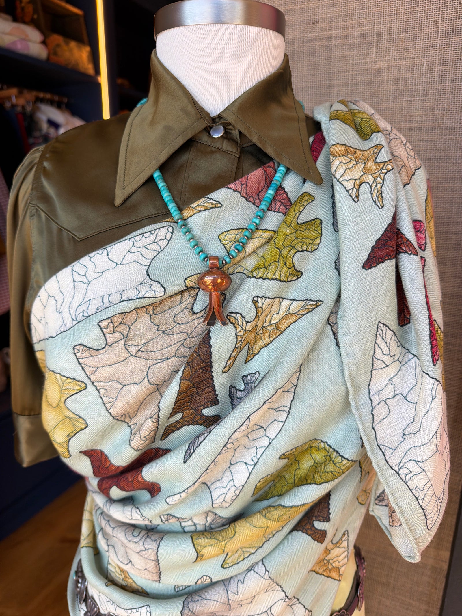 Turquoise & Copper Squash Blossom Necklace