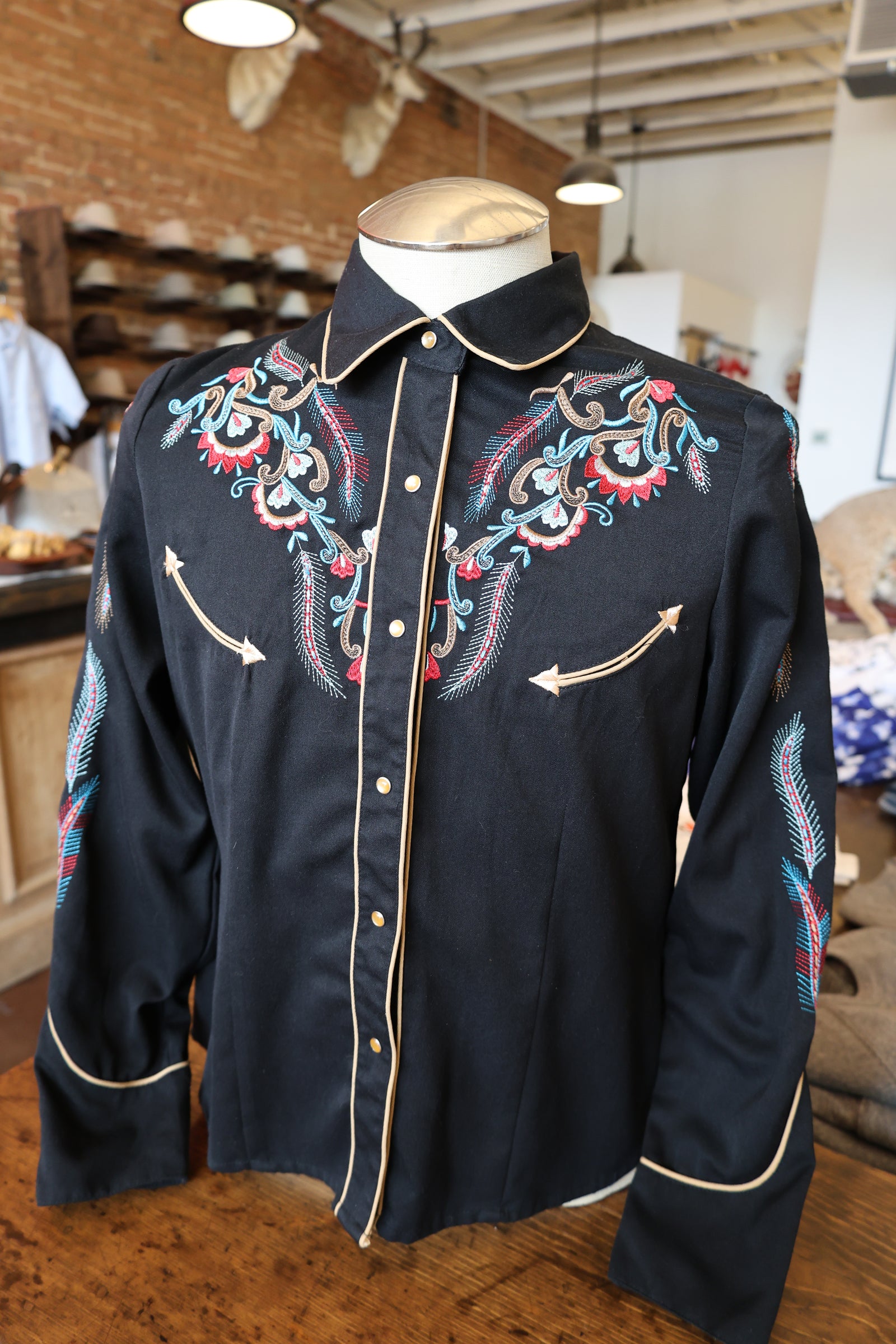 Vintage Scully Black Feather Western Shirt