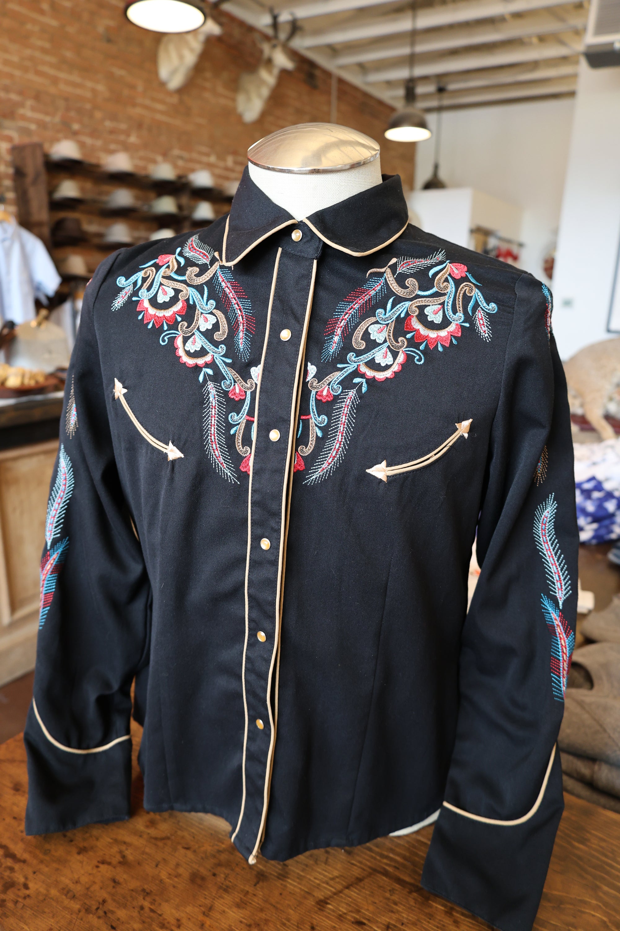 Vintage Scully Black Feather Western Shirt