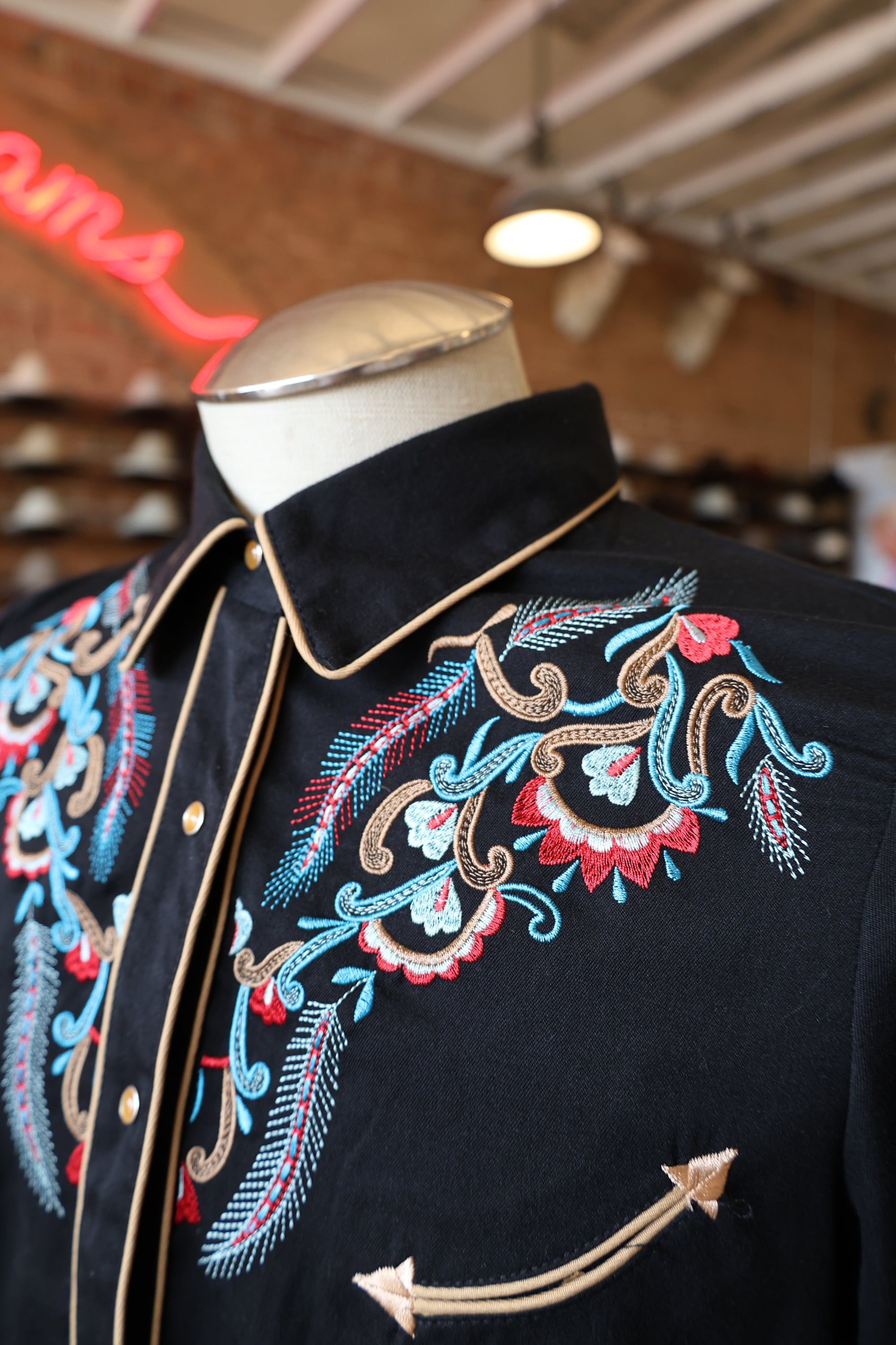 Vintage Scully Black Feather Western Shirt